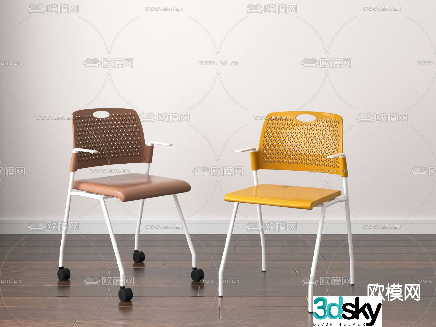 Mesh chair office chair sliding wheelchair work chair 3d model