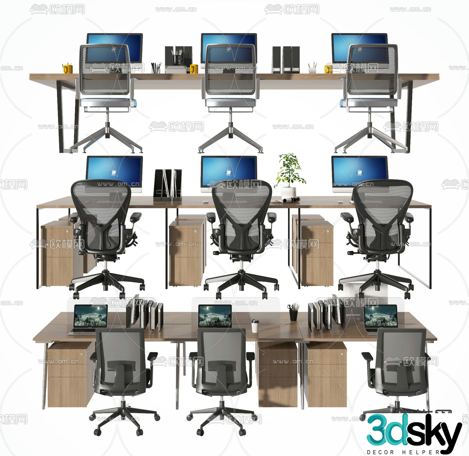Office desk and chair card table 3d model