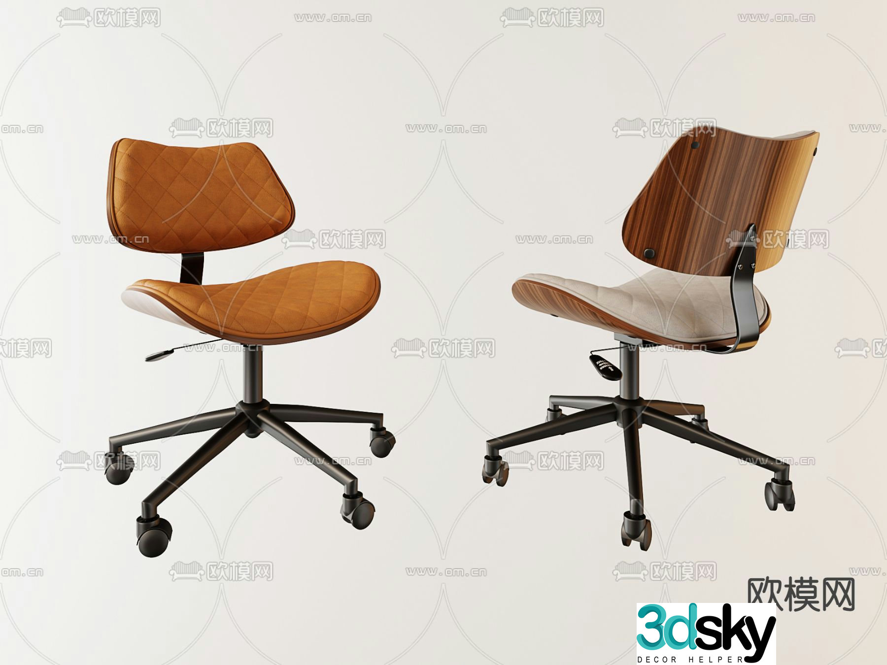 Swivel chair office chair leisure chair 3d model