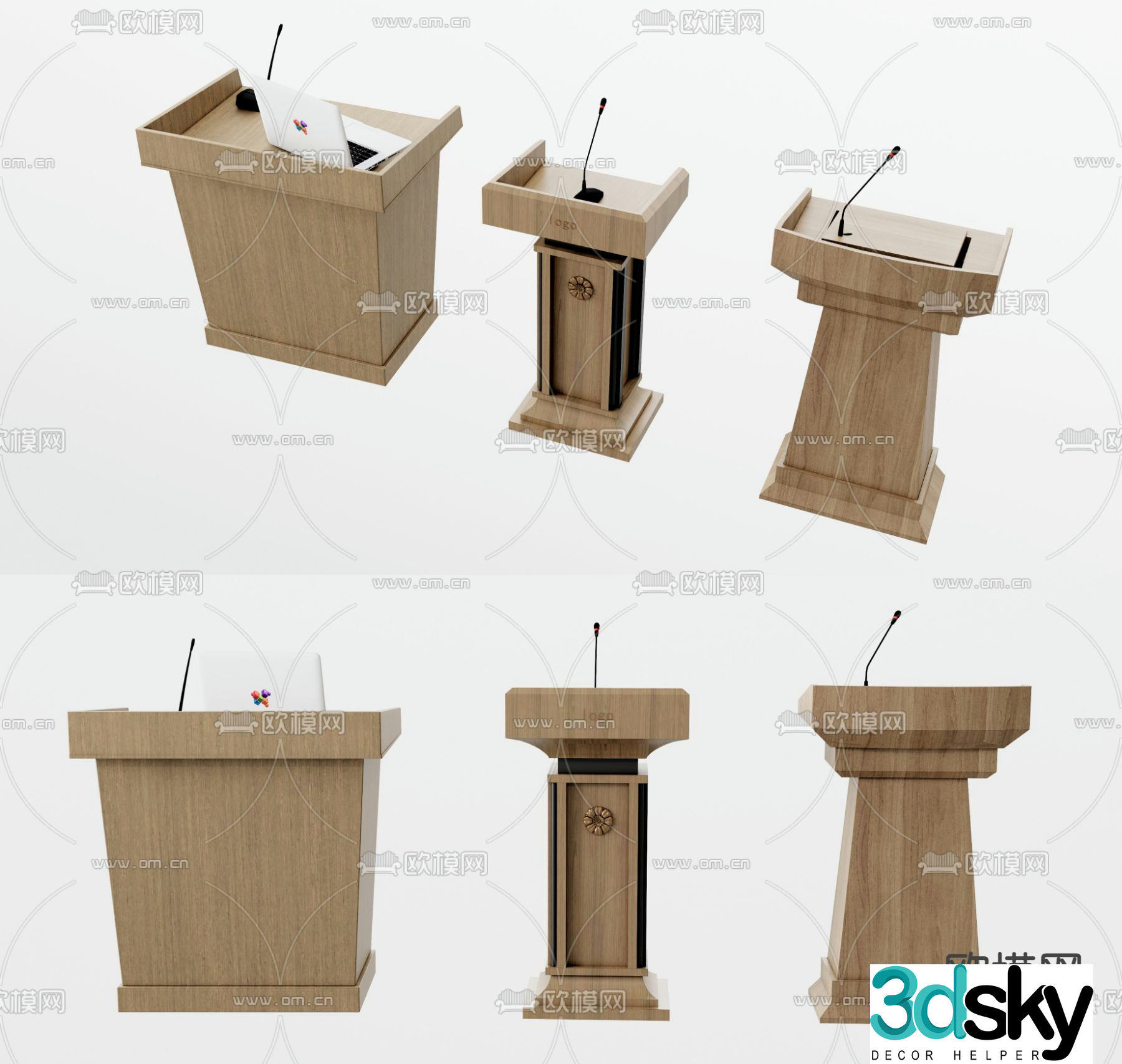 solid wood podium podium 3d model