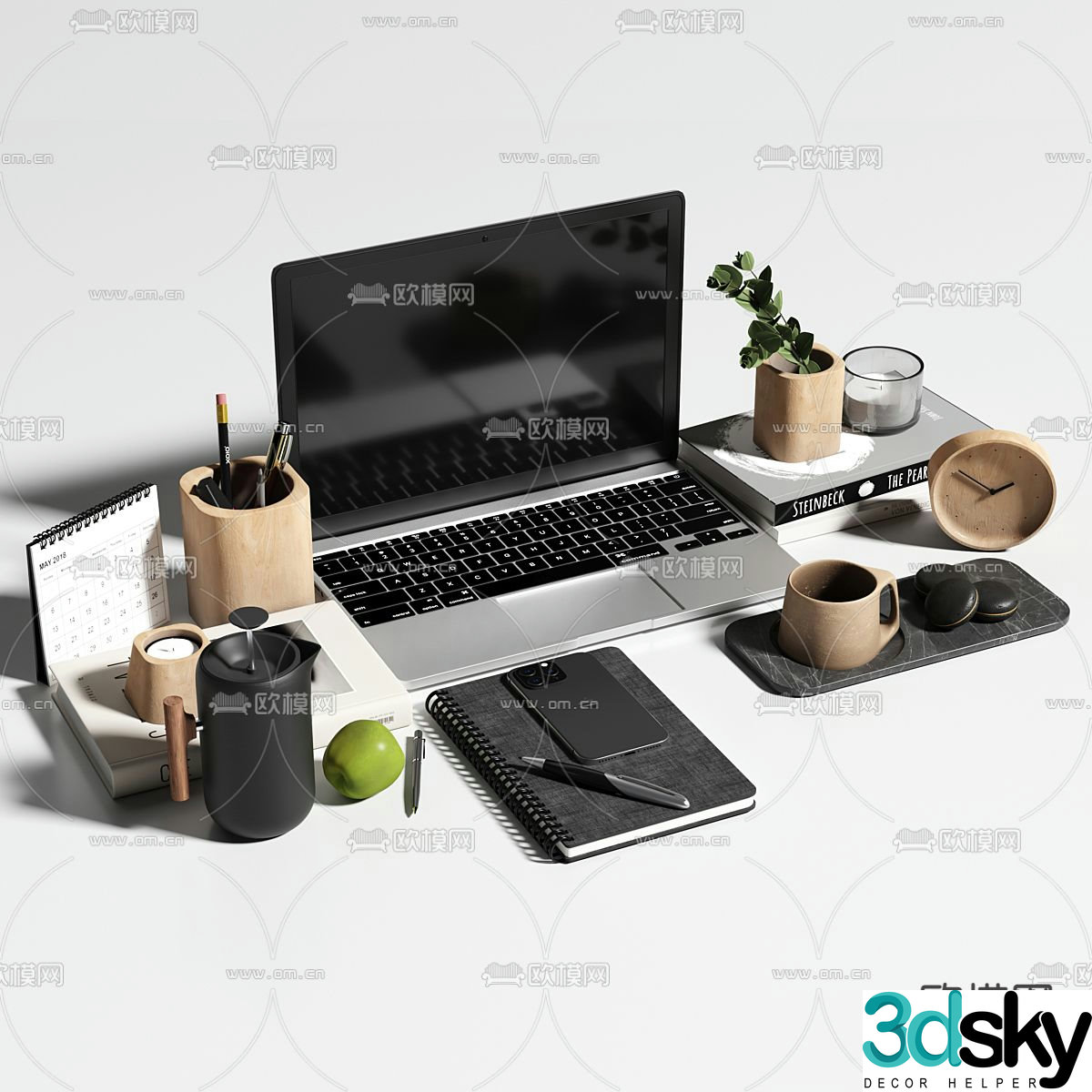 Mobile phone computer pen box office supplies 3d model
