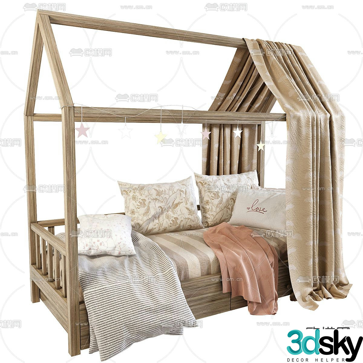 Children’s bed single bed tent bed 3d model