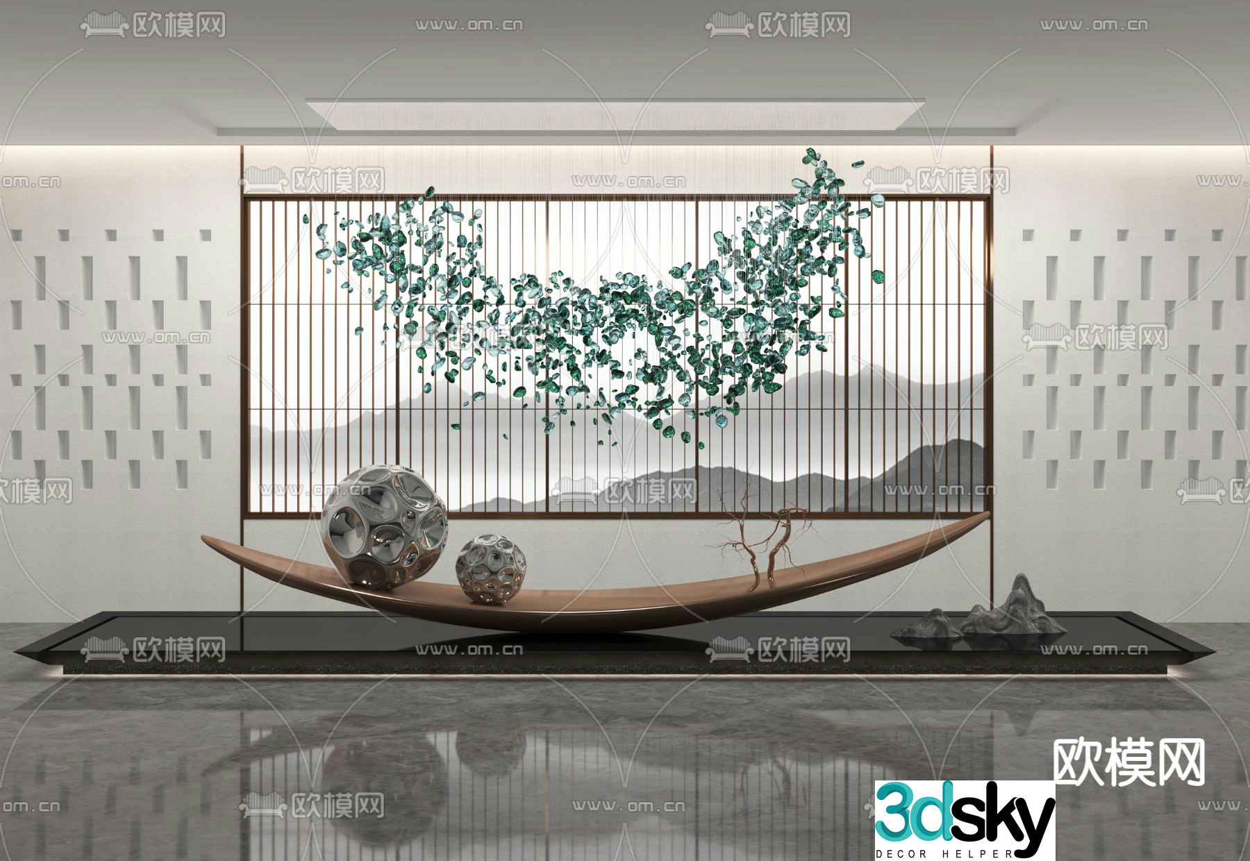 New Chinese style waterscape sketch 3D model