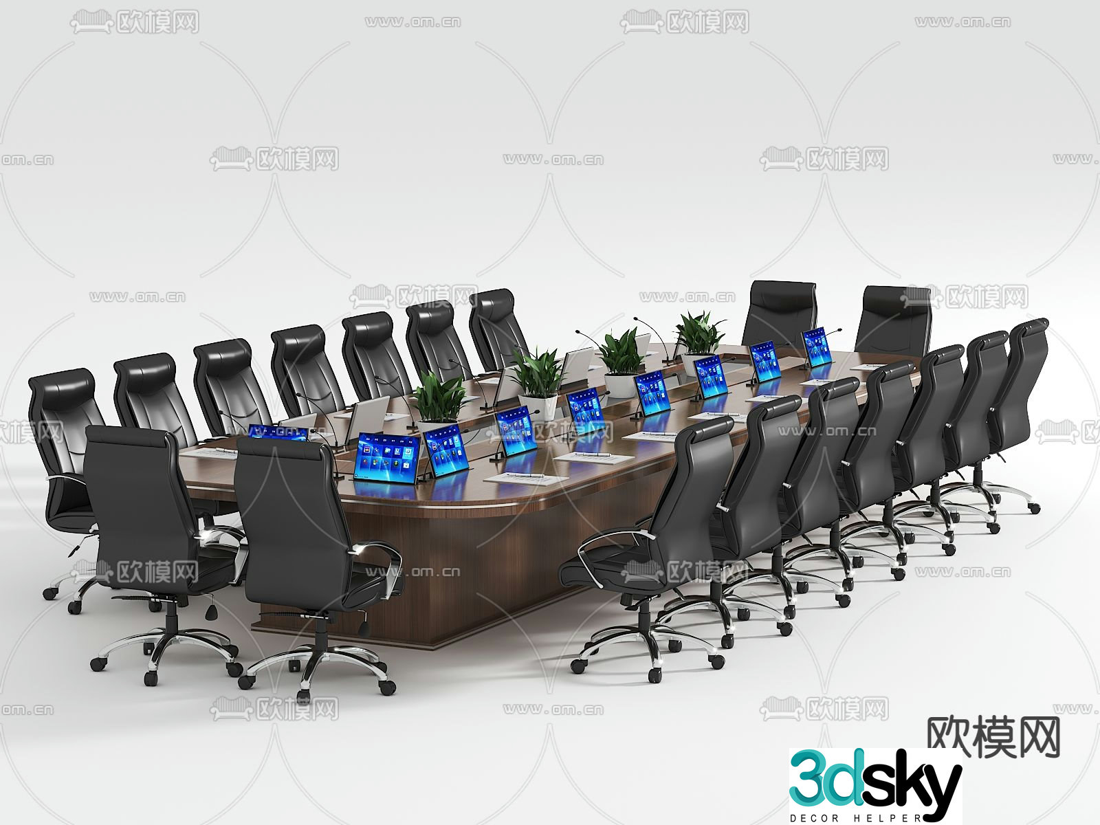 Modern bar conference table and chairs 3d model