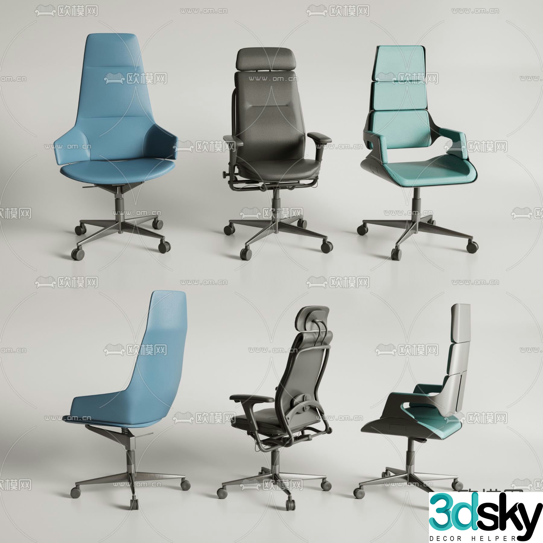 Office chair negotiation chair staff chair class chair 3D model