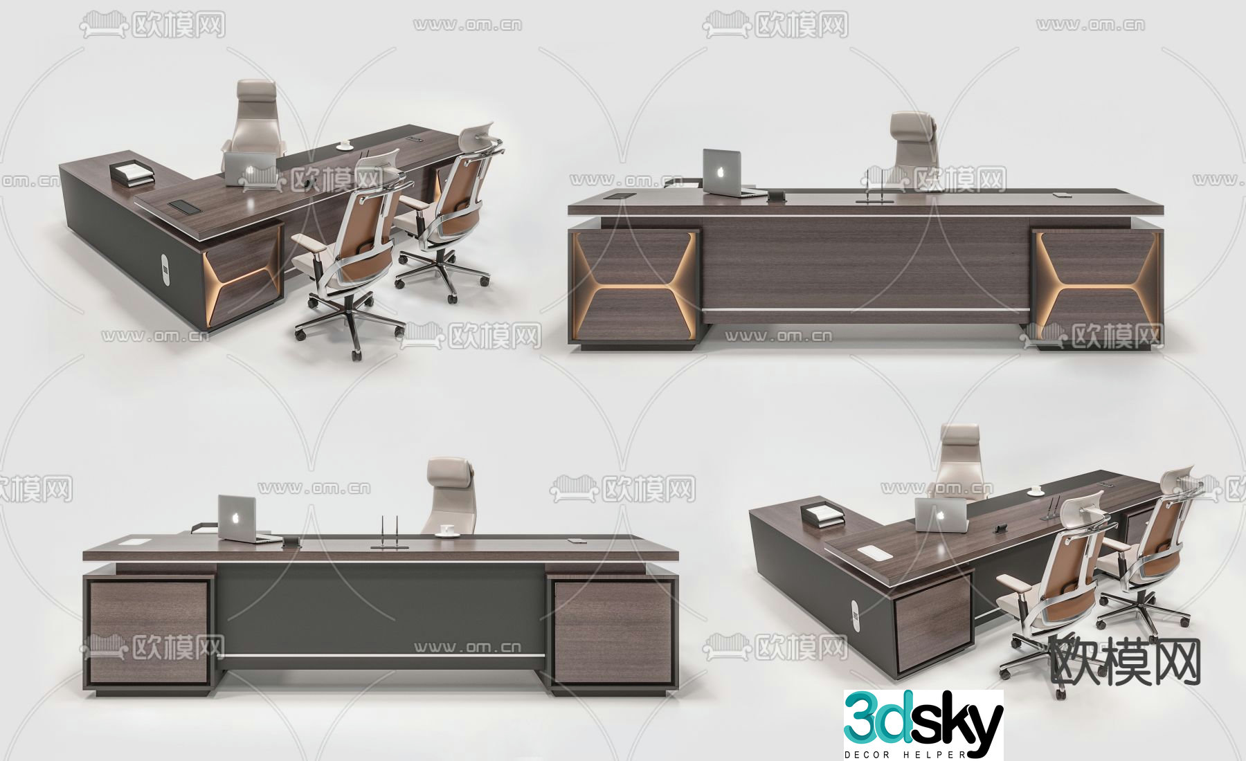 Modern office desk desk 3d model