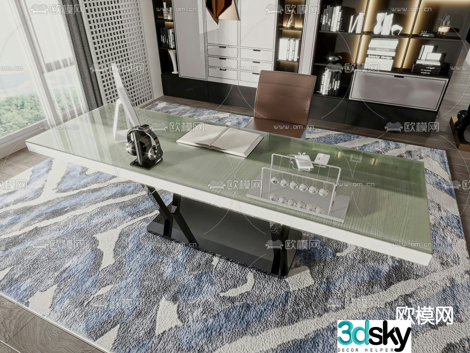 Office desk and chair 3d model