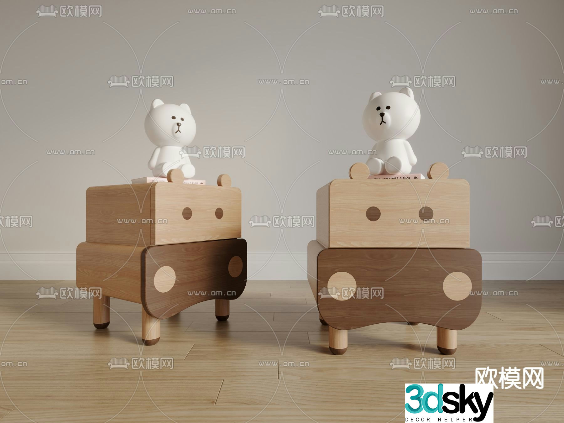 Hippo side cabinet children’s storage cabinet 3D model