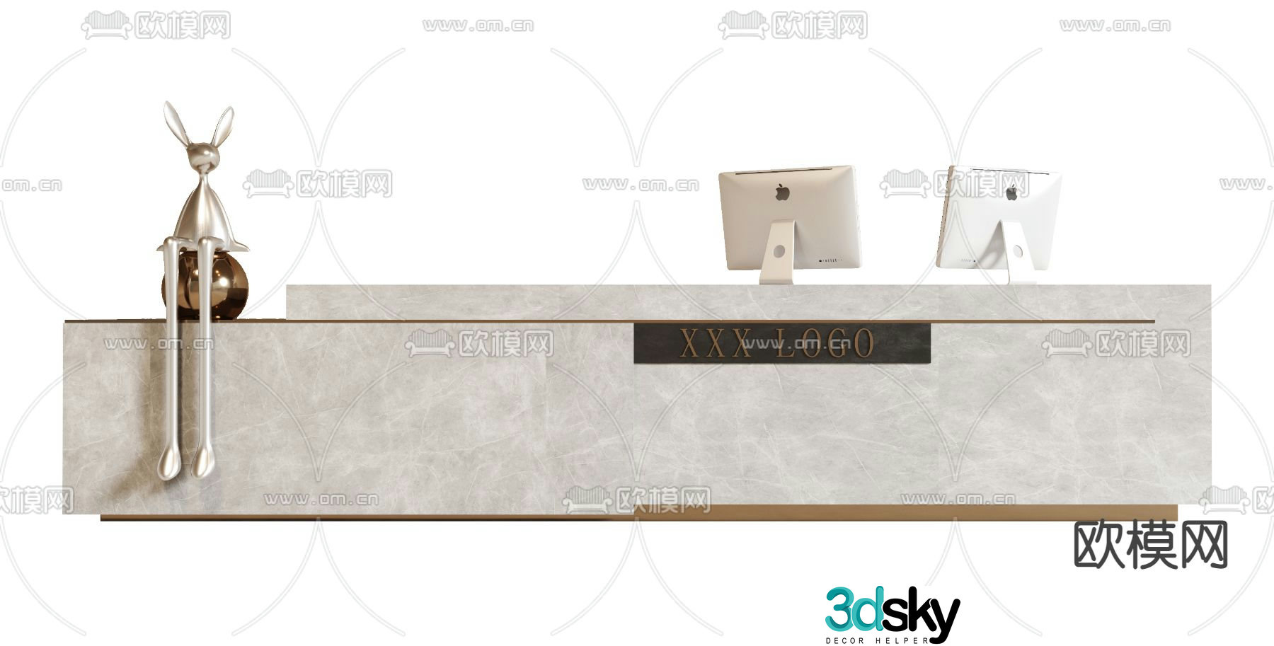 reception desk front desk service desk 3d model