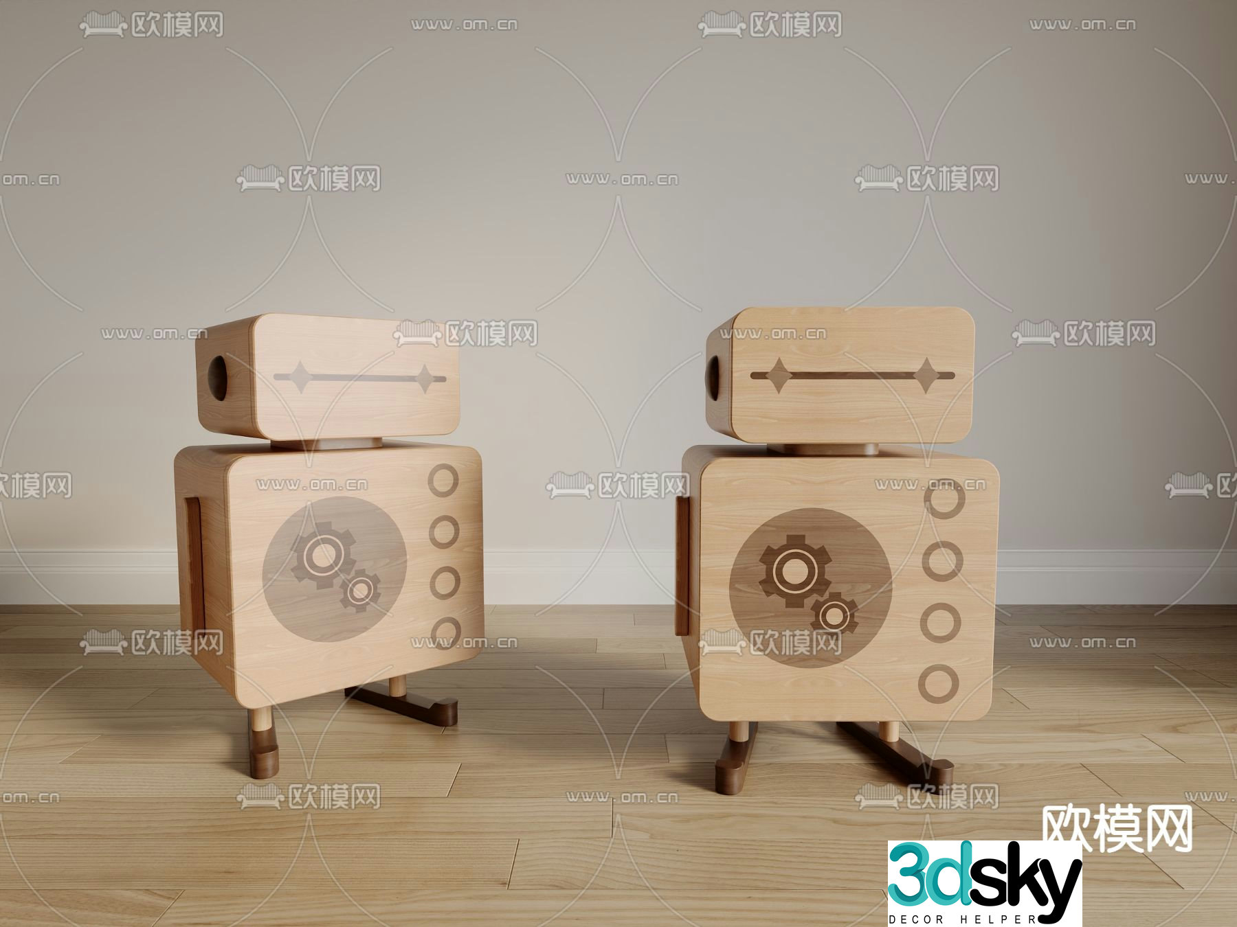 Robot side cabinet children’s storage cabinet 3D model