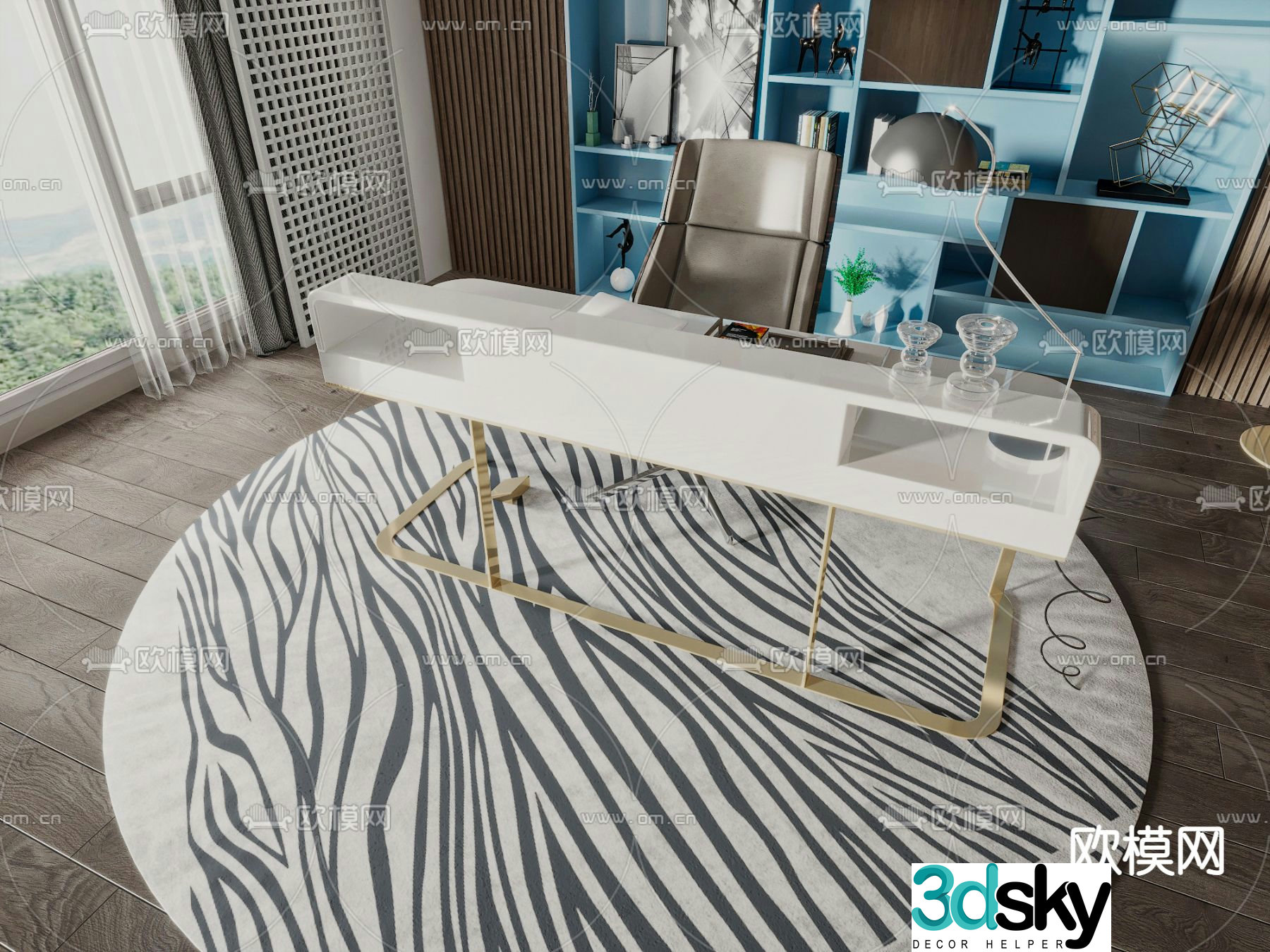 Office desk and chair 3d model
