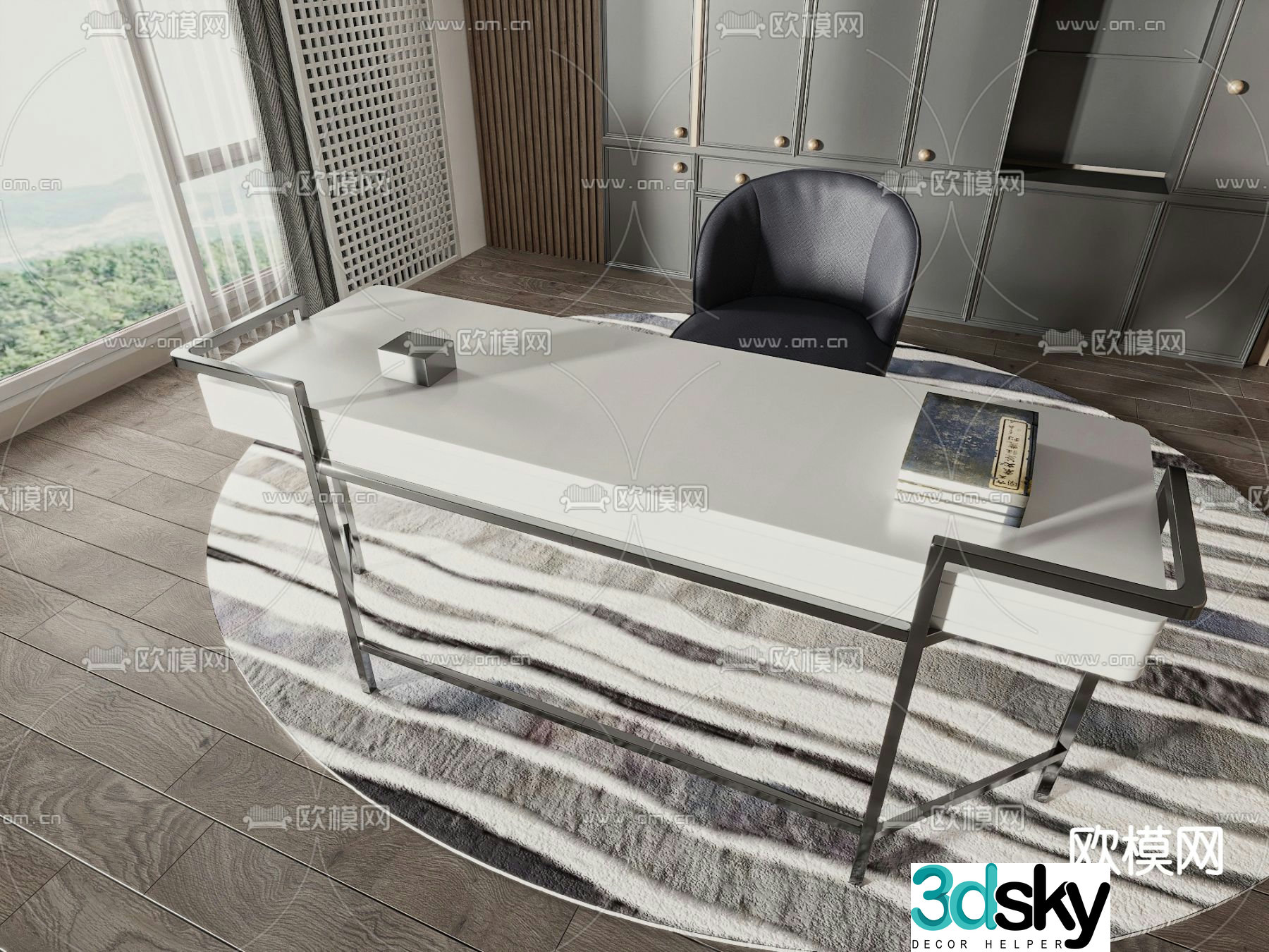 Office desk and chair 3d model