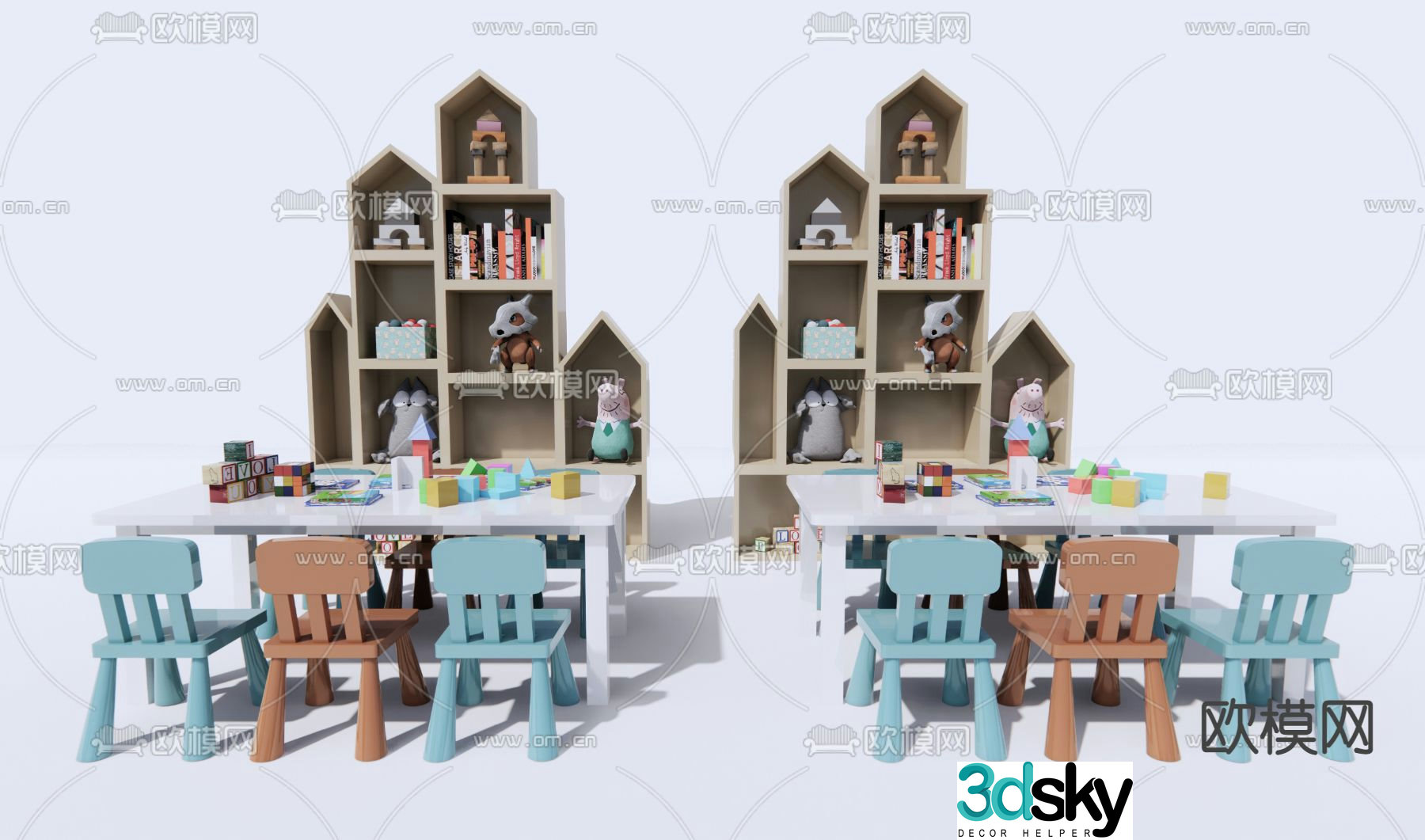 Modern children’s table and chair 3d model