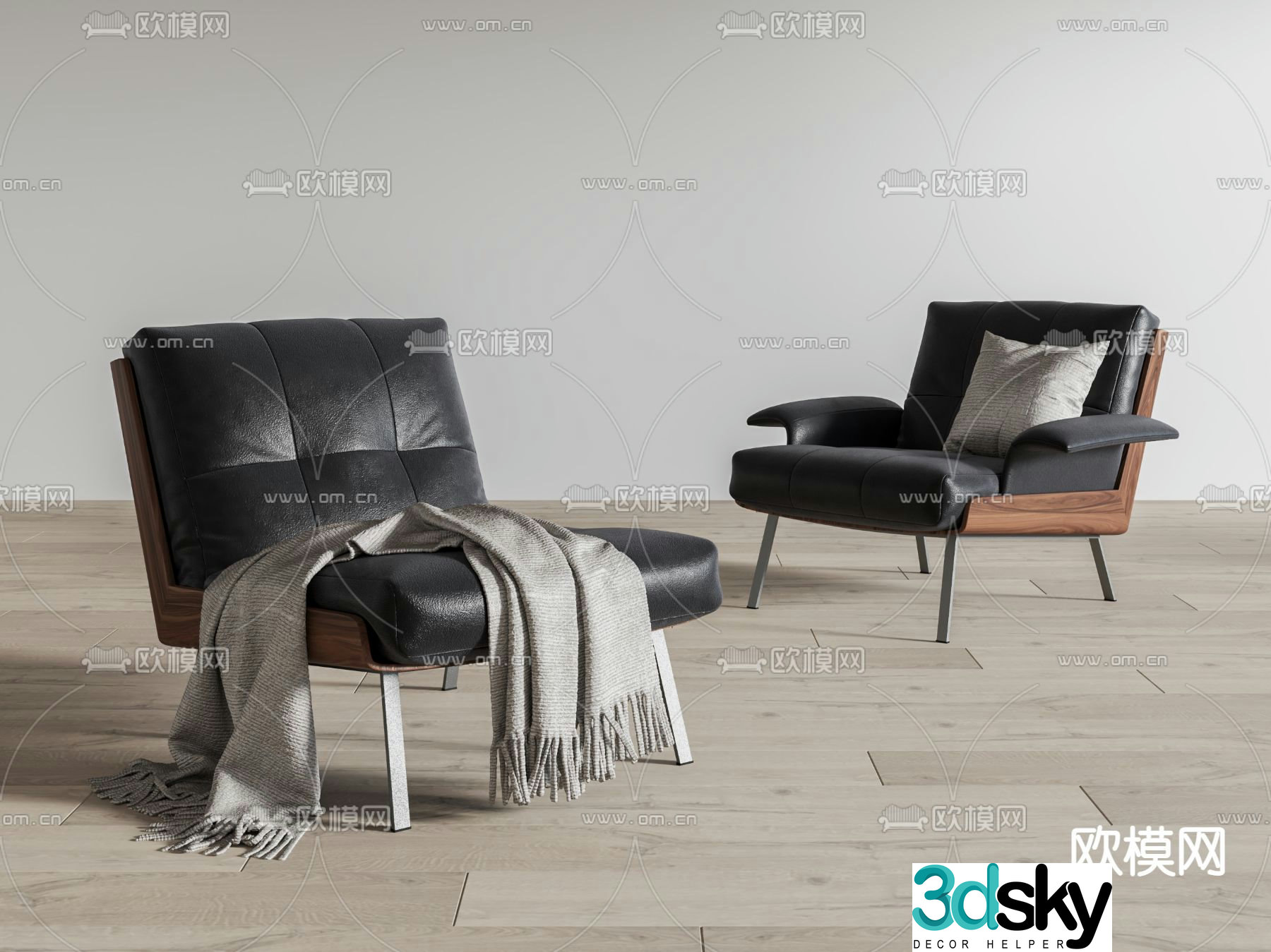 Leather leisure chair office chair 3d model