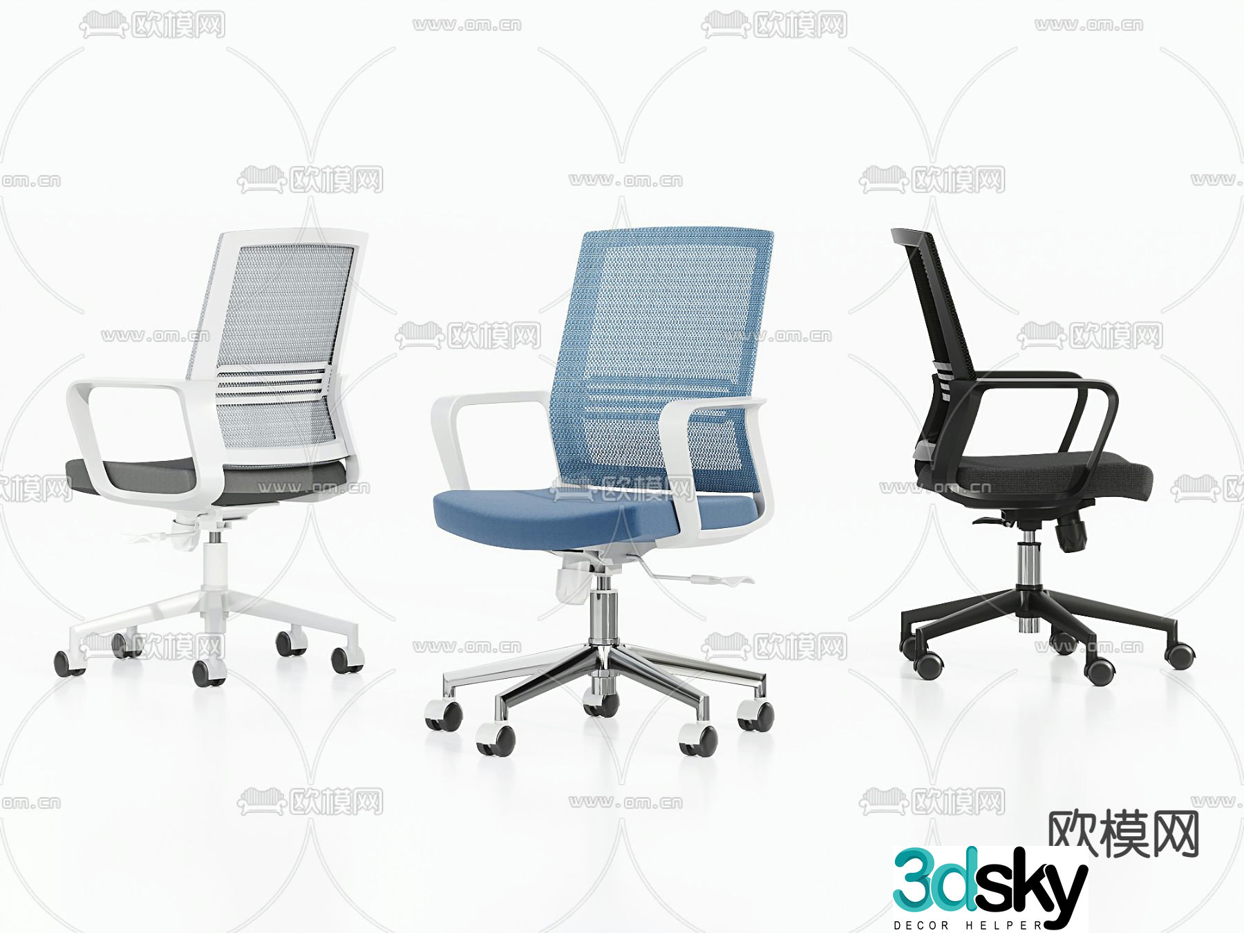 Office chair employee chair training conference chair 3d model