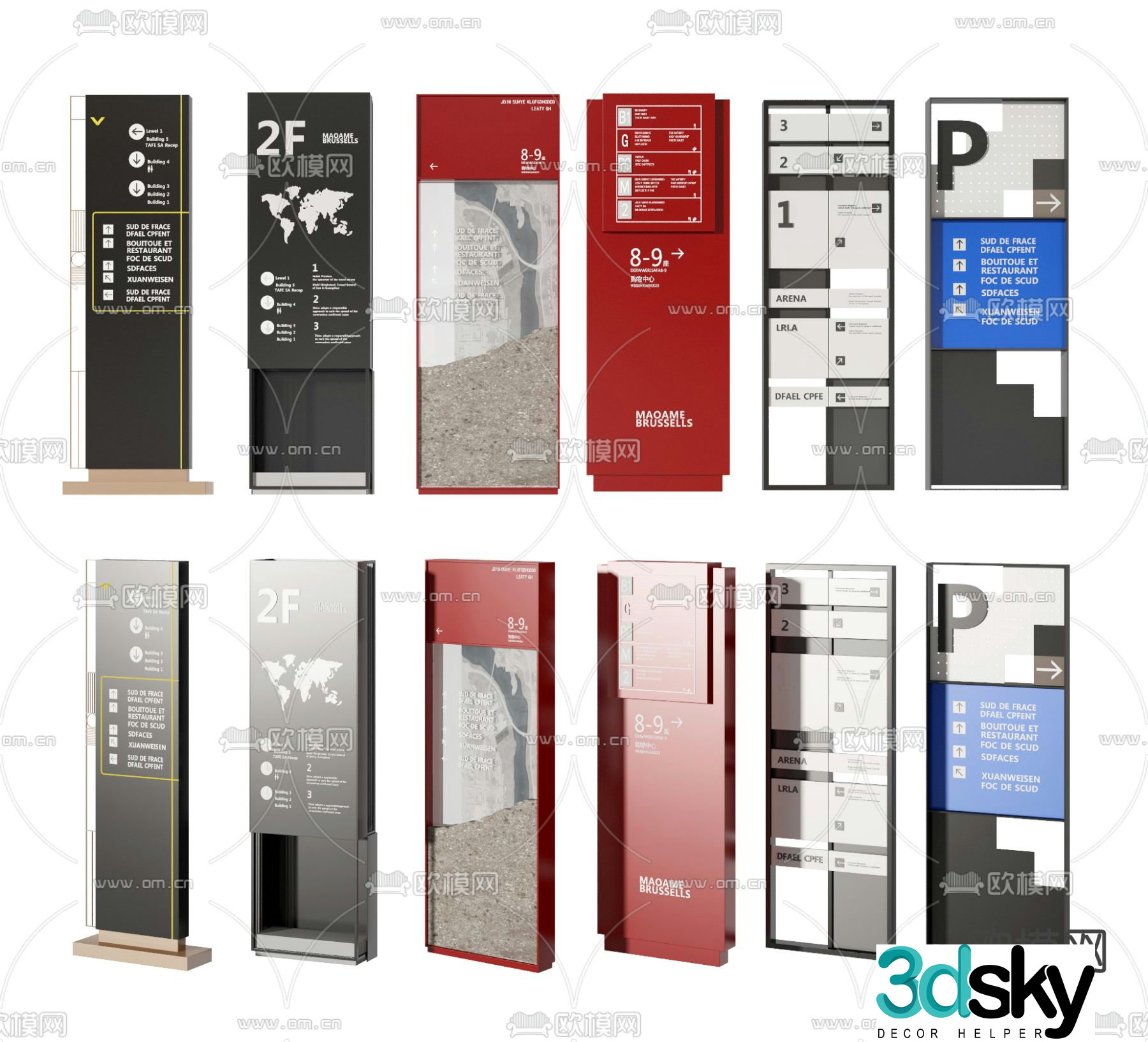 Commercial signs guide signs guide signs 3d model