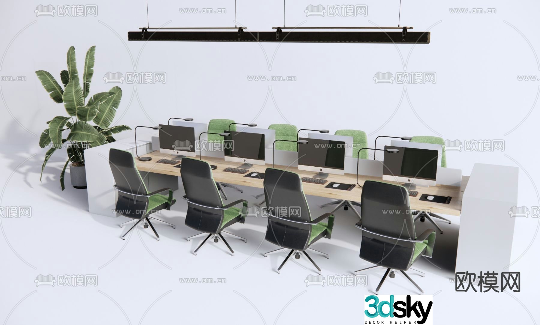 Modern office desk and chair 3d model