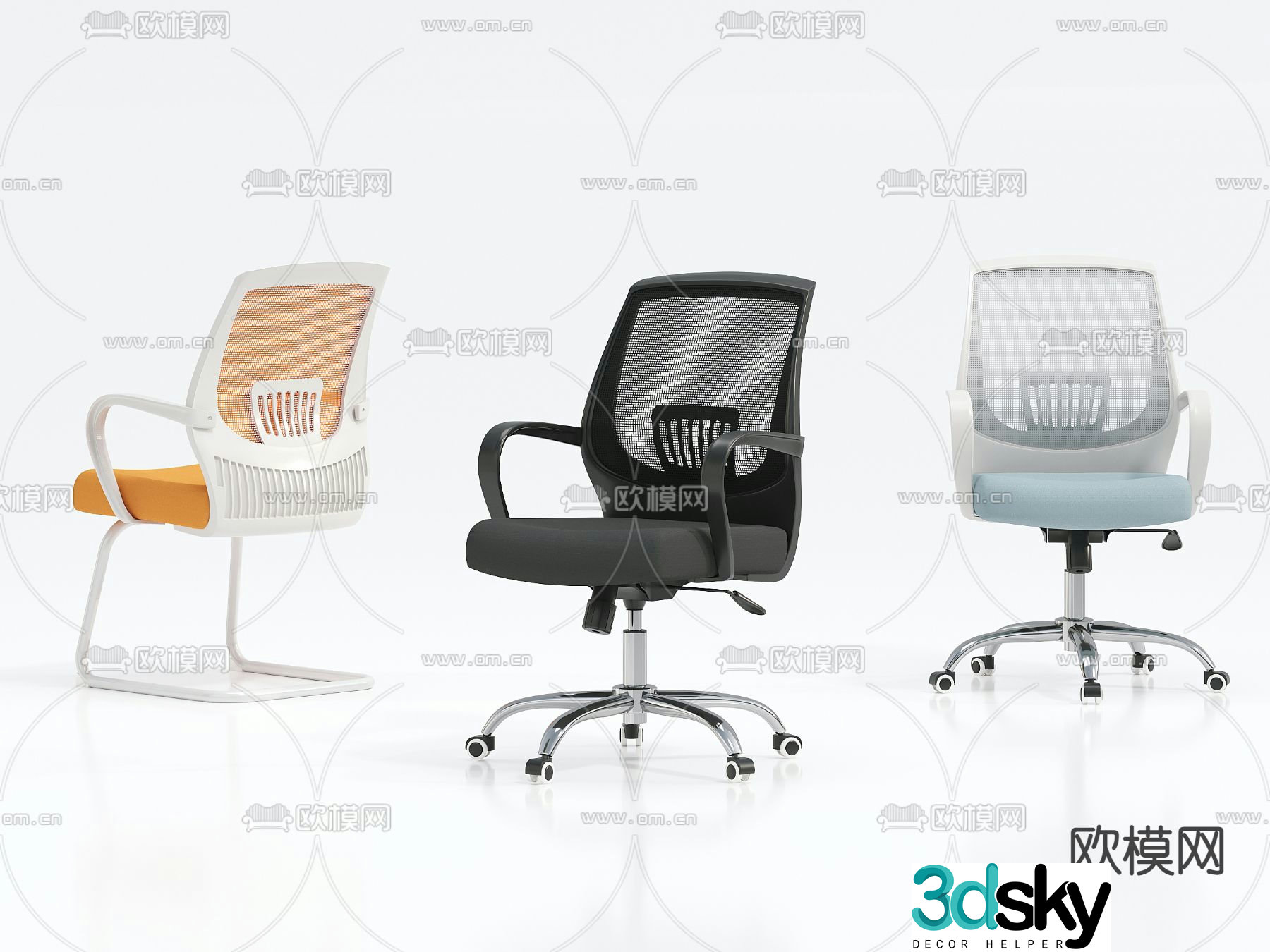 Modern office chair staff chair 3d model