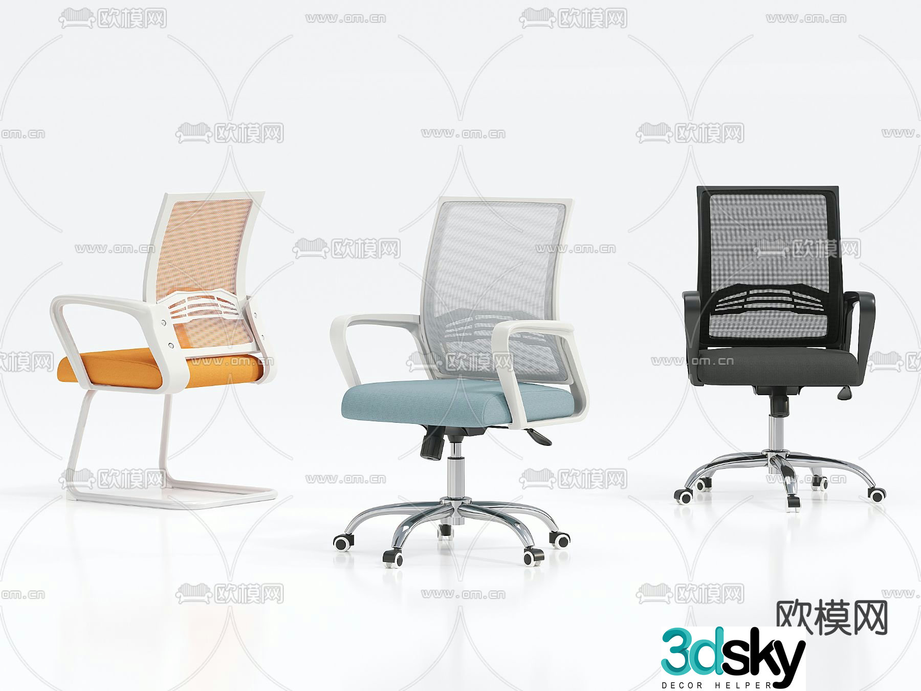 Grid staff chair office chair 3d model