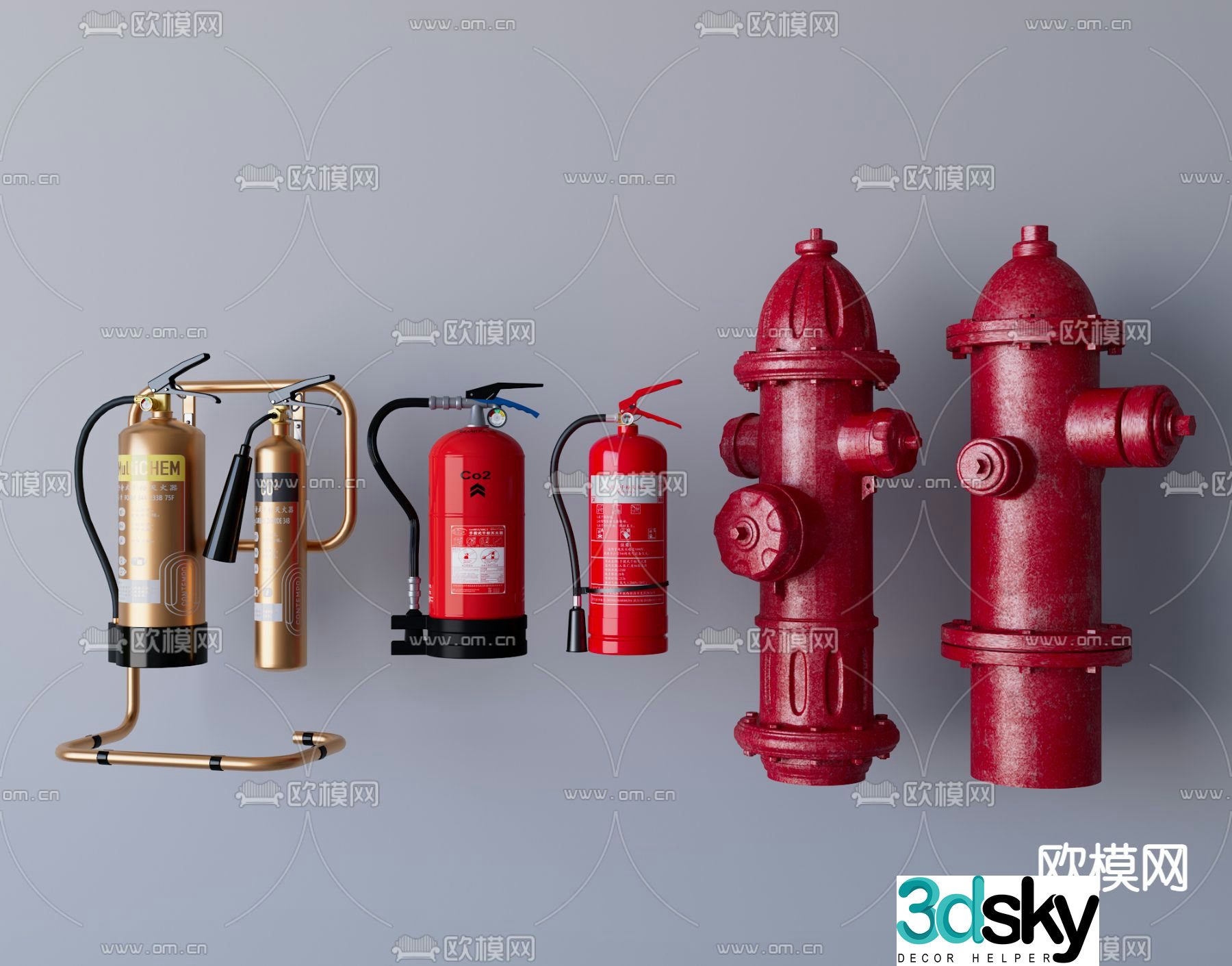 Fire extinguisher fire hydrant 3d model