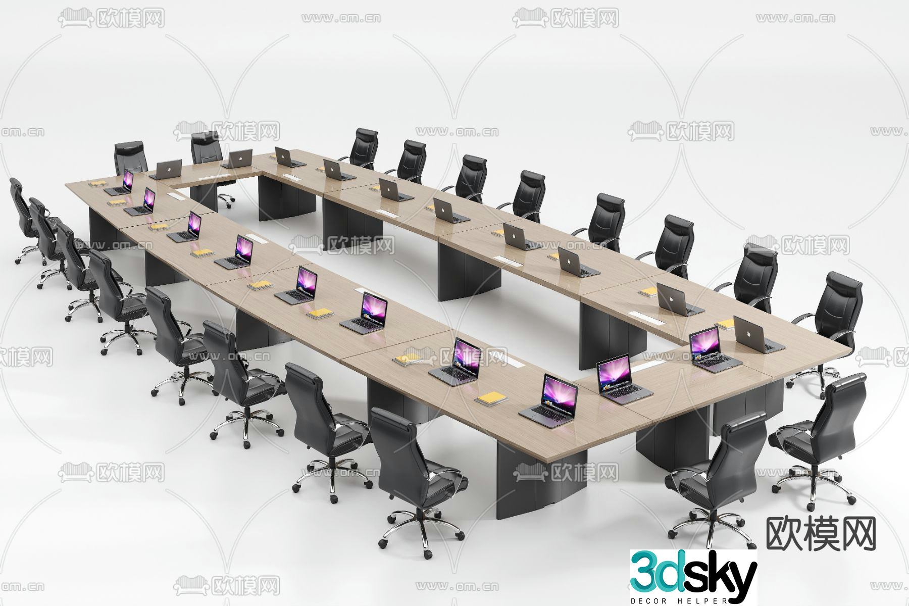 Modern large conference table 3d model