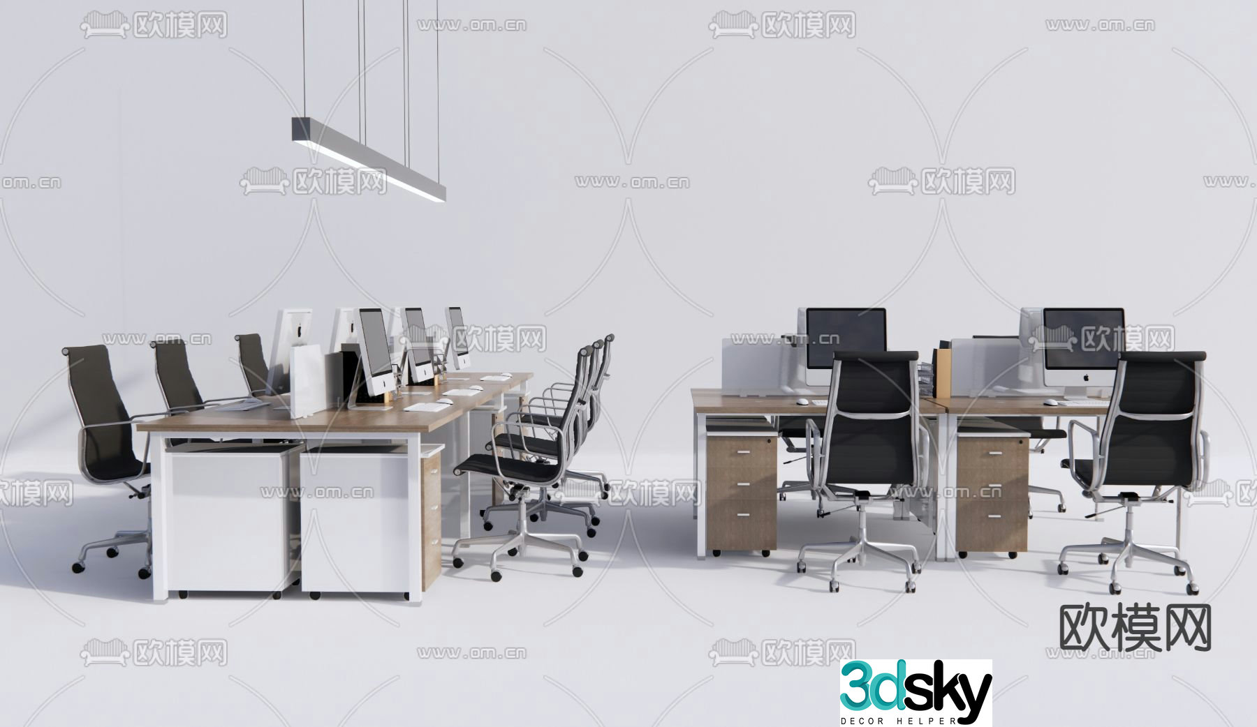 Office desk and chair screen card 3d model