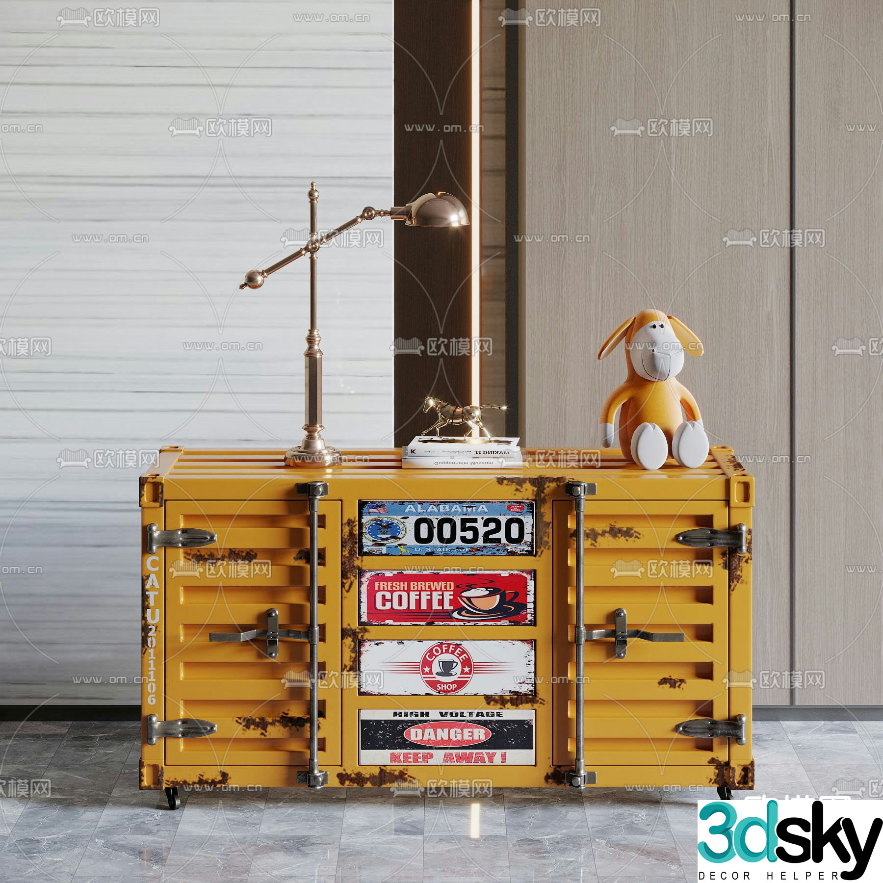 Industrial style children’s storage cabinet side cabinet 3D model