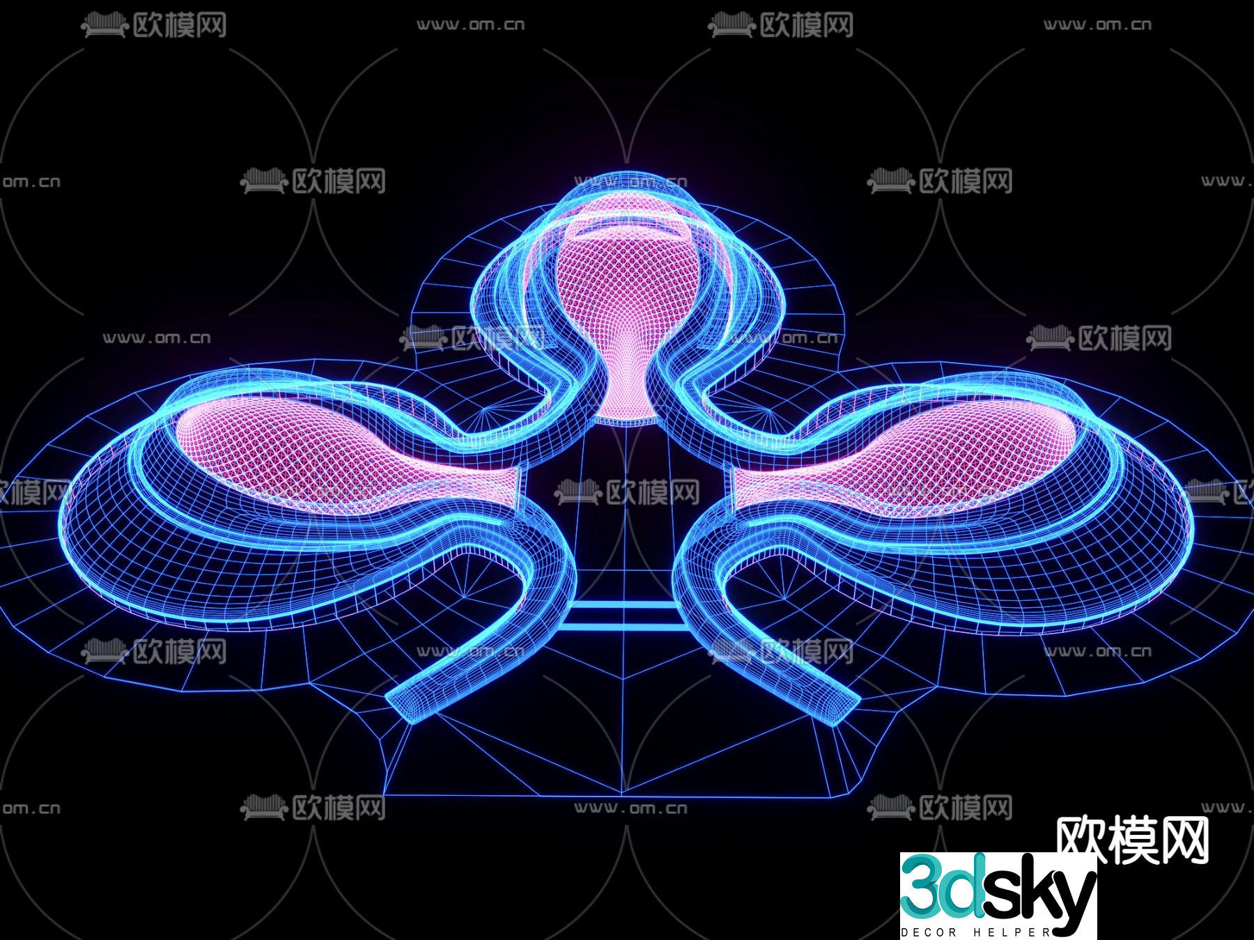 AI holographic projection 3d model