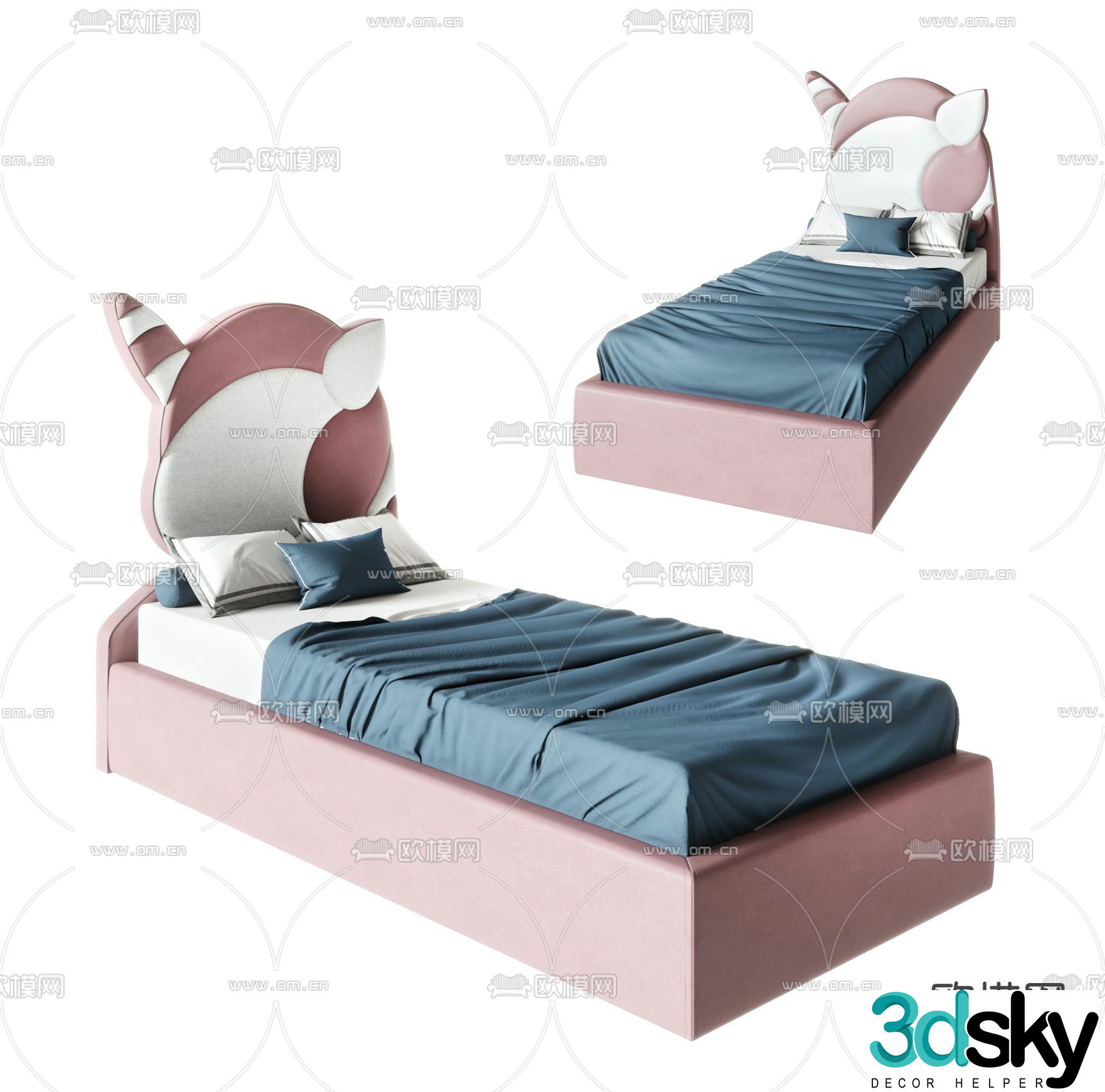 Children’s single bed cartoon child bed 3d model