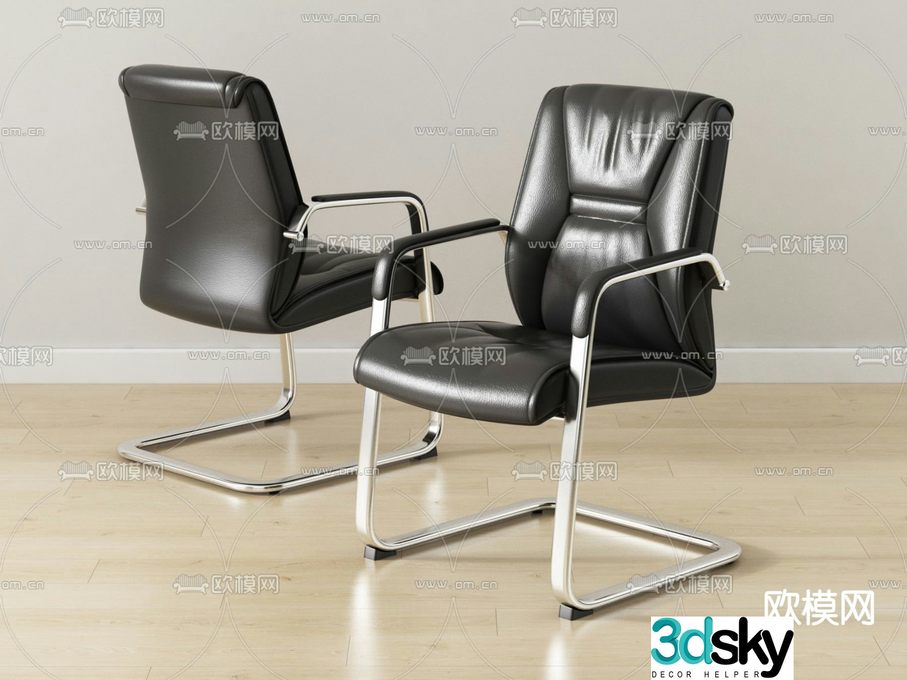 Leather office chair class chair 3d model