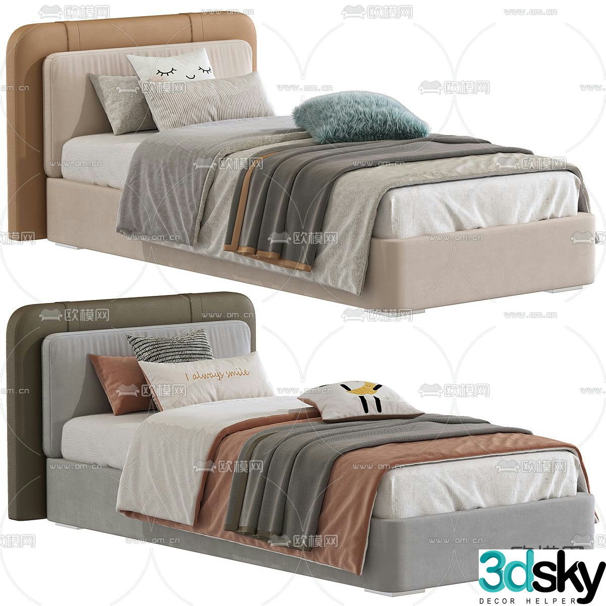 Modern single bed children’s bed 3d model