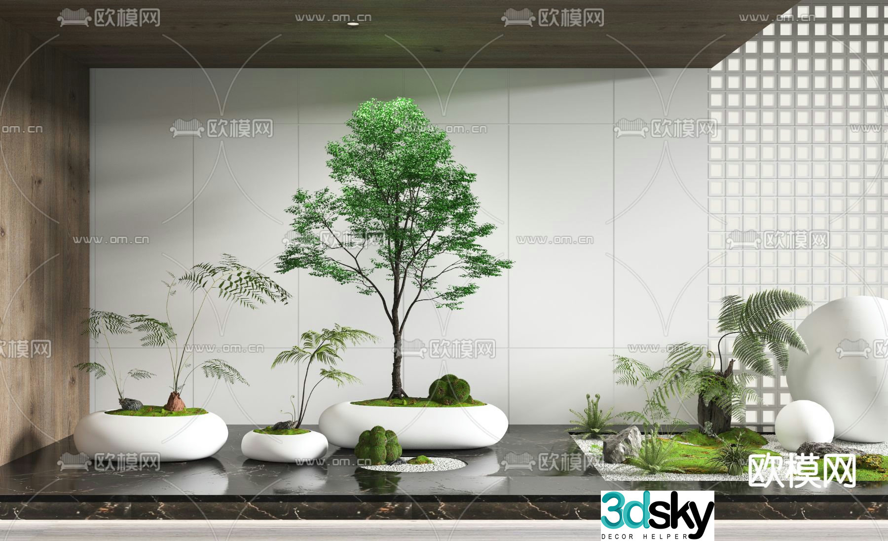 Landscape tree green plant sketch 3d model