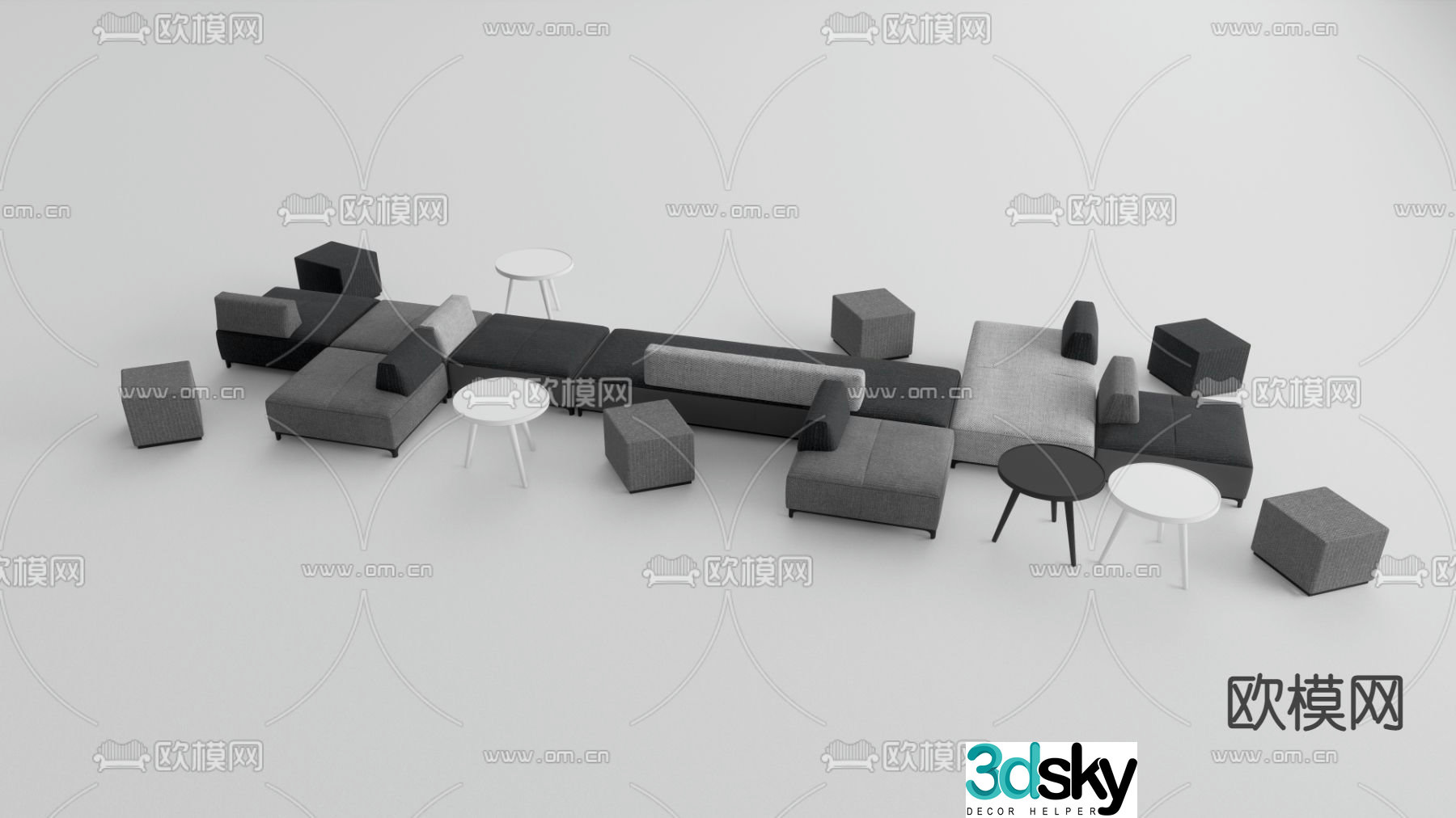 Office leisure sofa module sofa 3d model