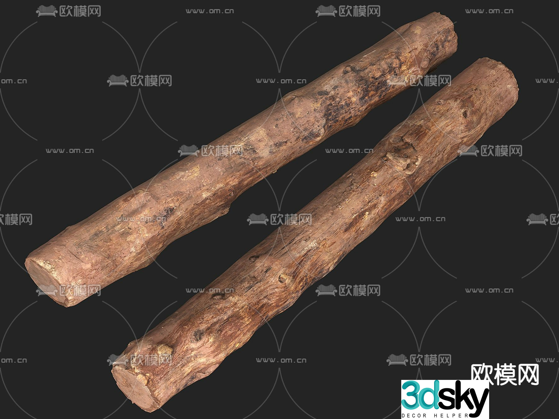 old wood dead tree trunk wooden stick 3d model