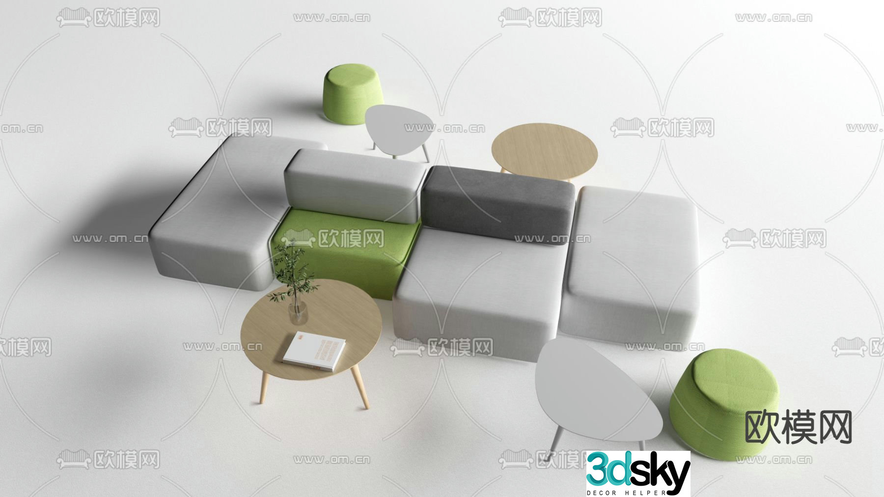 Office leisure sofa module sofa 3d model
