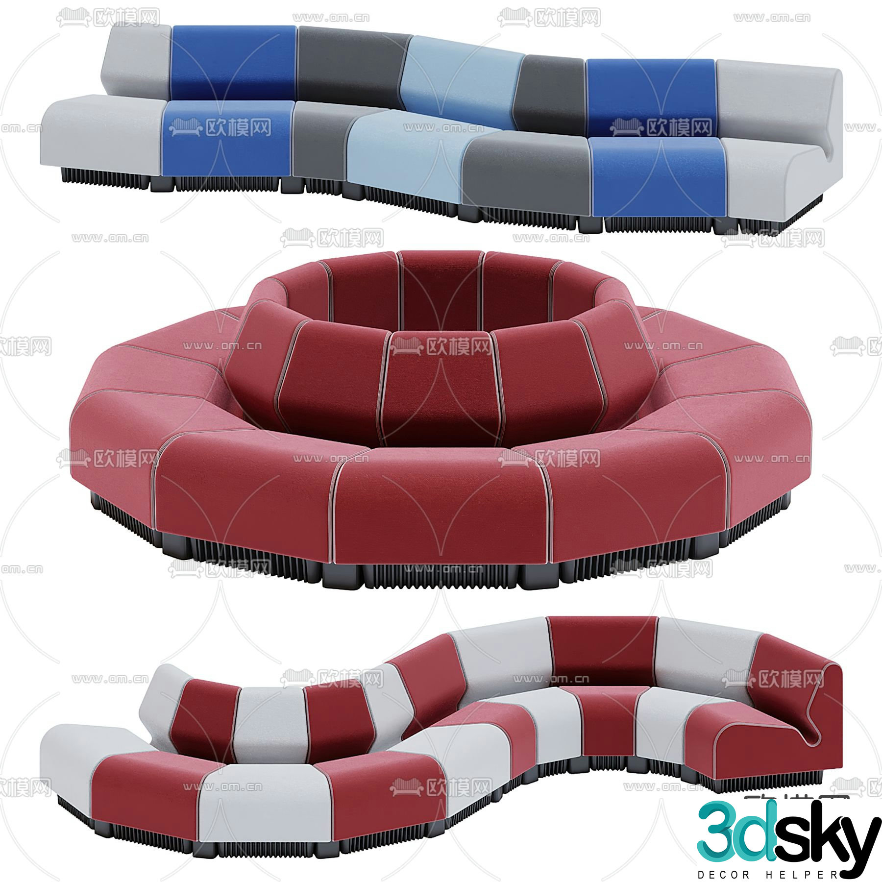 Public sofa spliced â€‹â€‹sofa 3d model