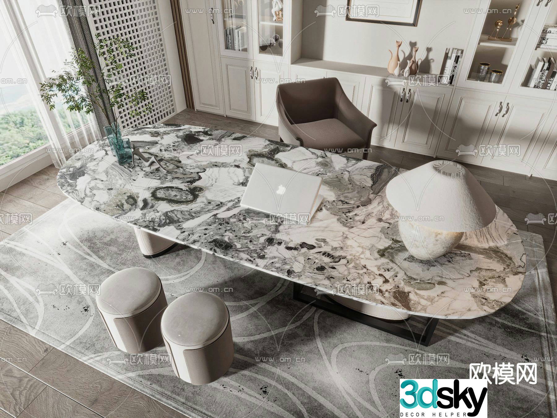 Marble desk desk desk 3d model