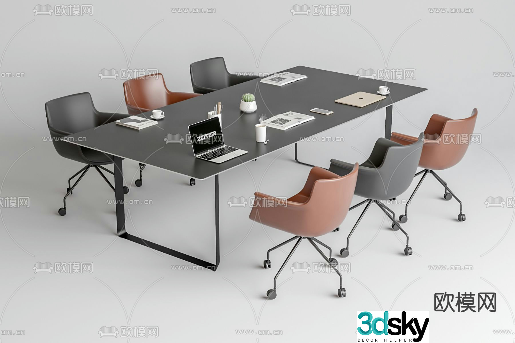 Modern conference table and chairs conference table 3d model
