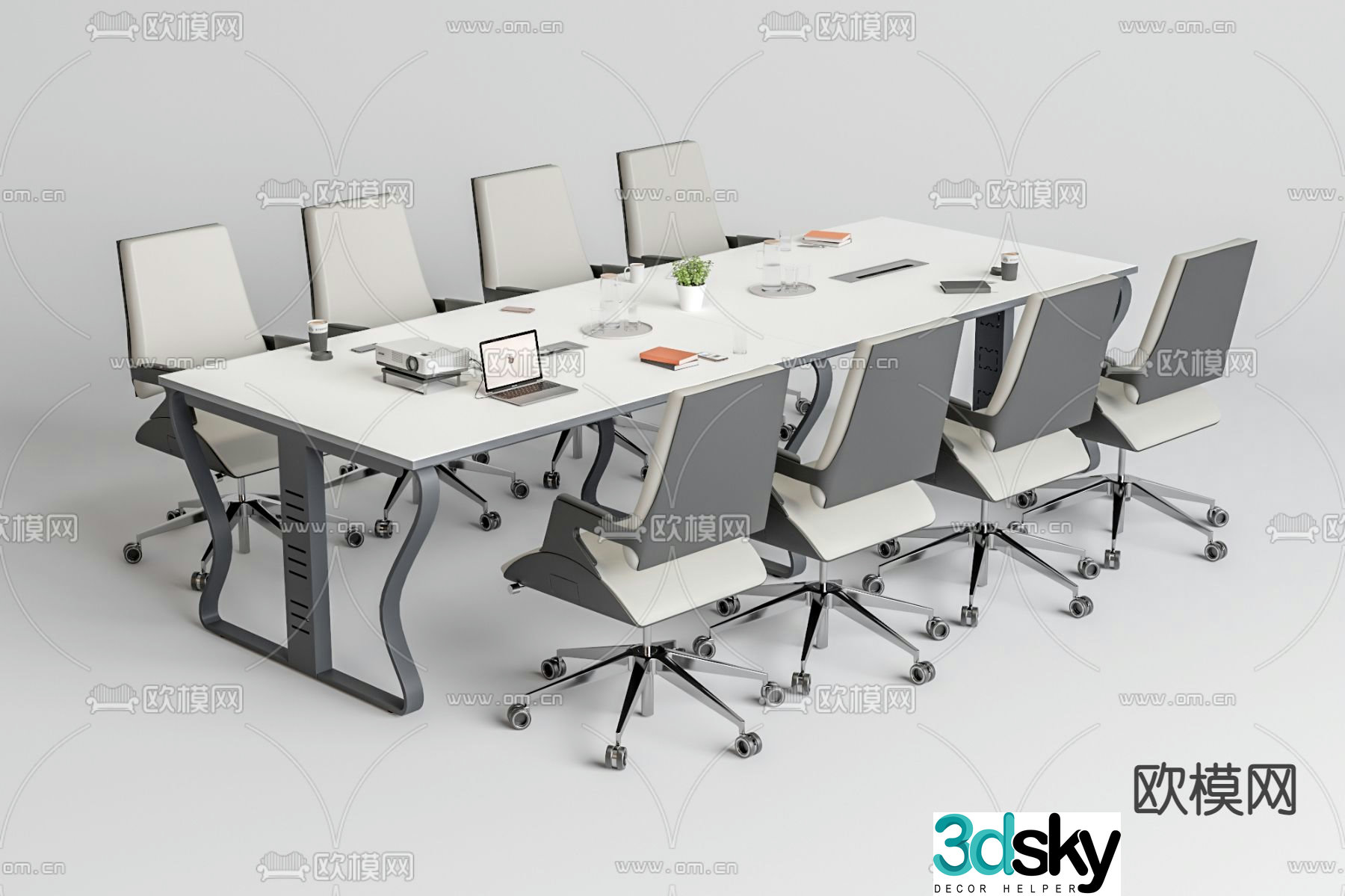 Modern conference table and chairs conference table 3d model