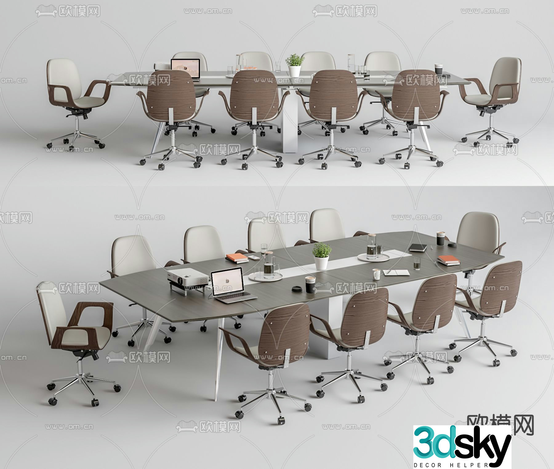 Modern conference table and chairs conference table 3d model