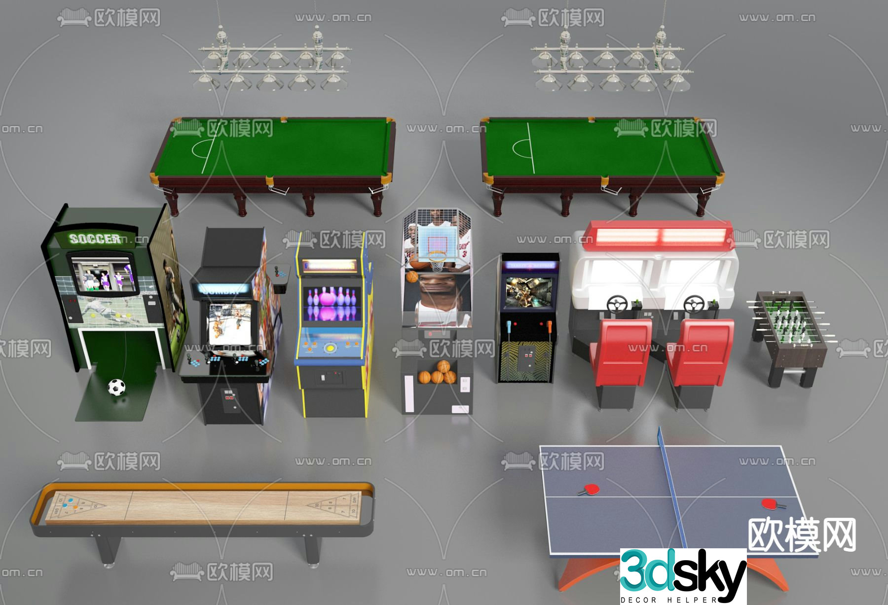 Game machine billiard table ping pong table 3d model