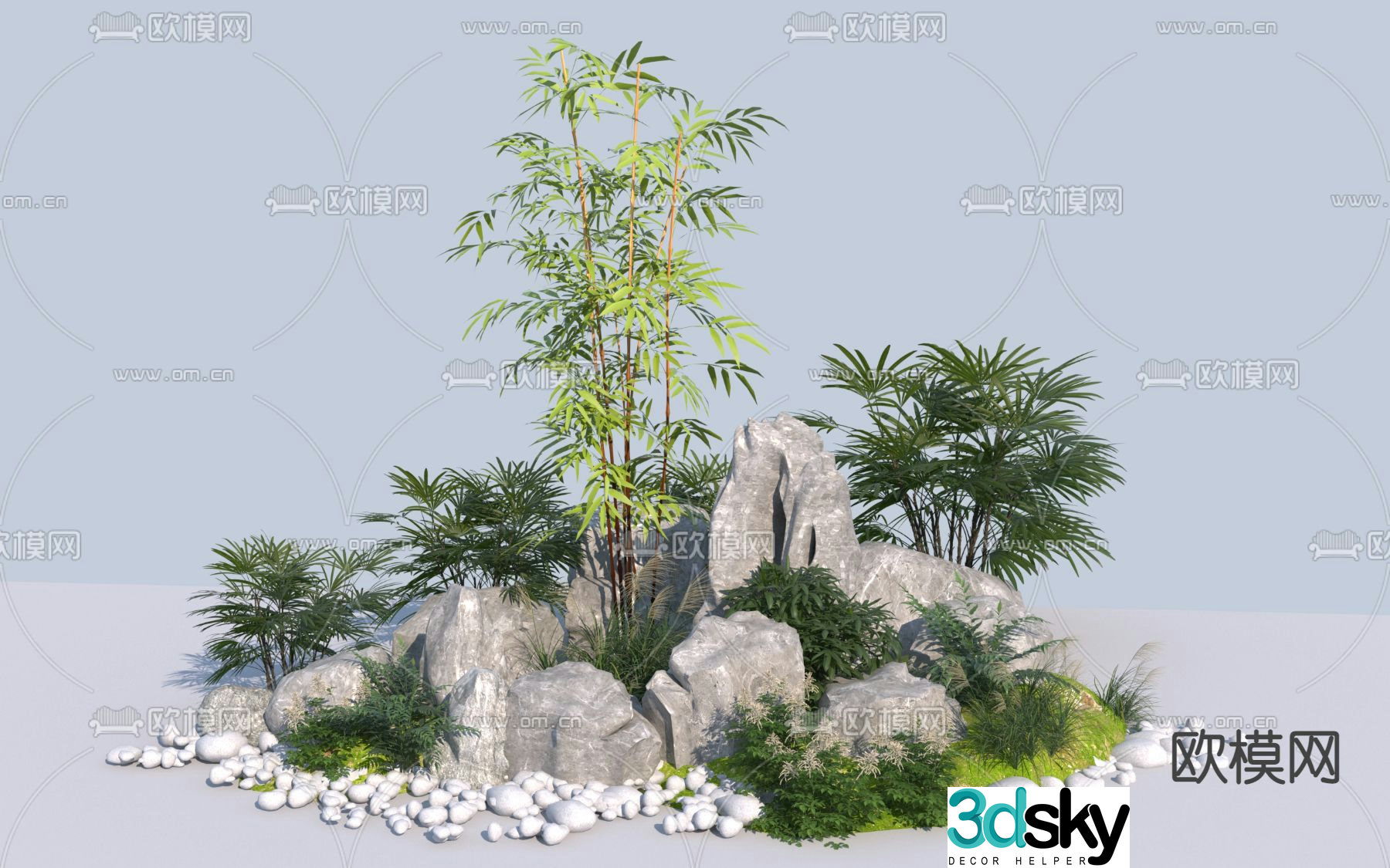 New Chinese style rockery landscape sketch 3D model