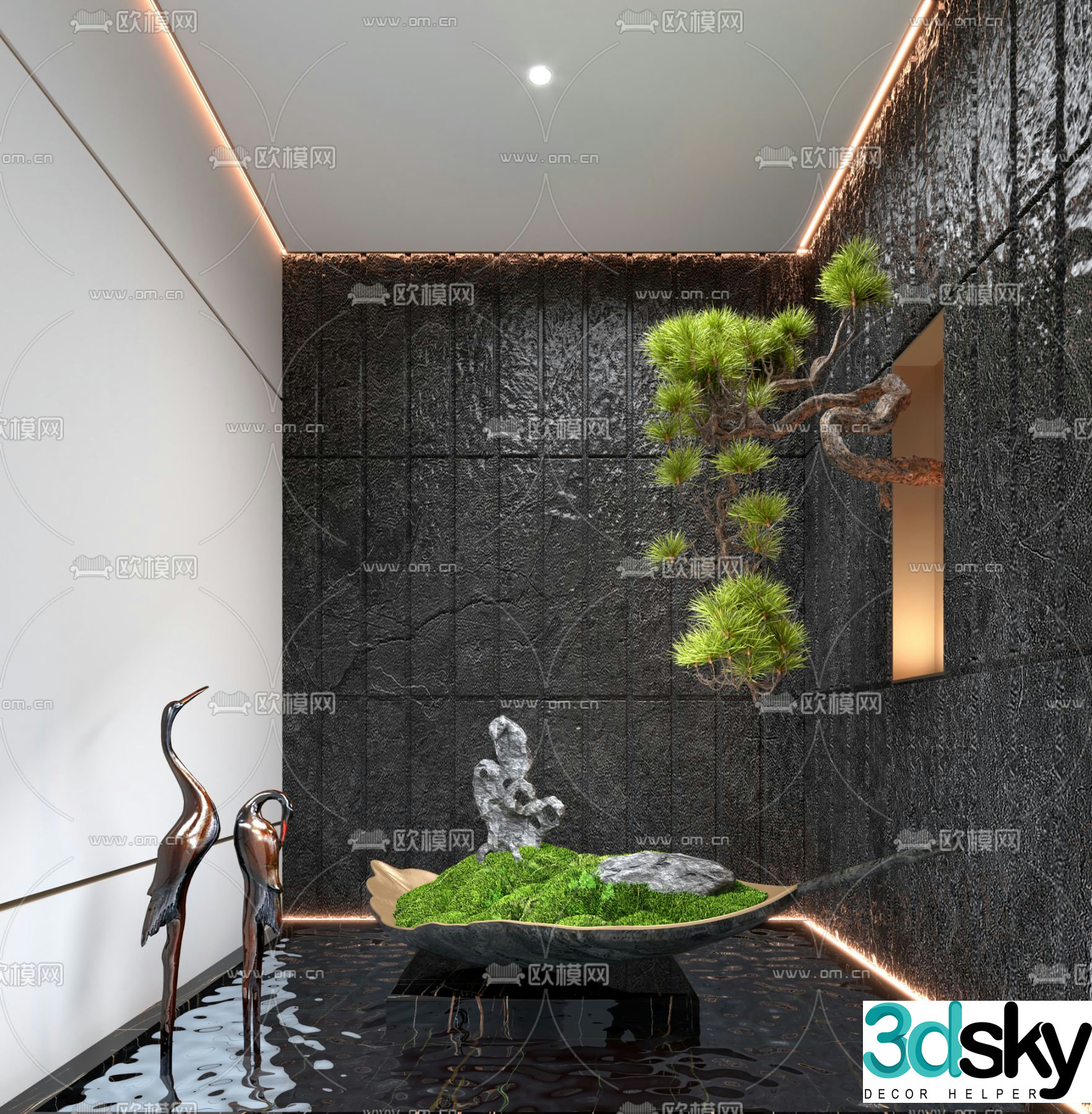 Indoor landscape waterscape sketch 3d model