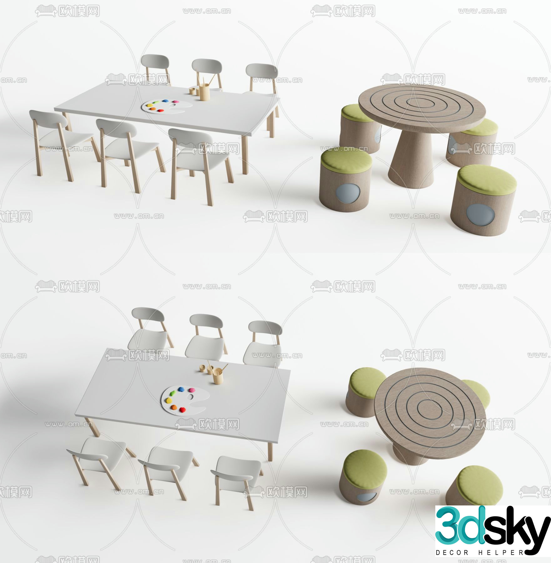 Children’s tables and chairs activity tables and chairs 3d model