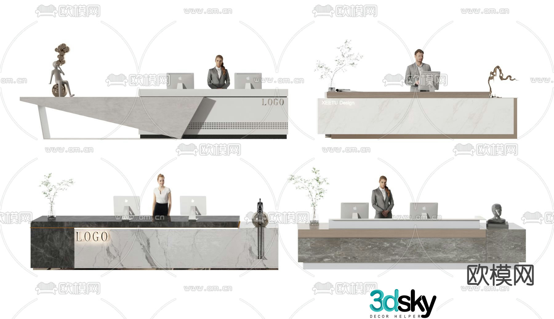 Front desk service desk reception desk 3d model