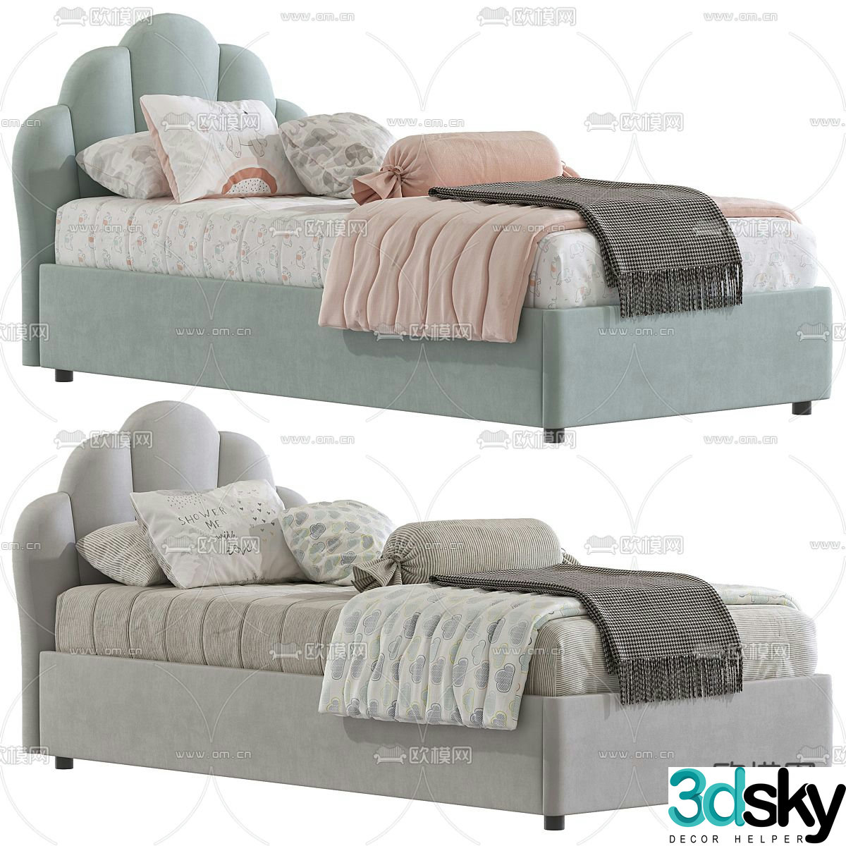Modern children’s bed single bed 3d model