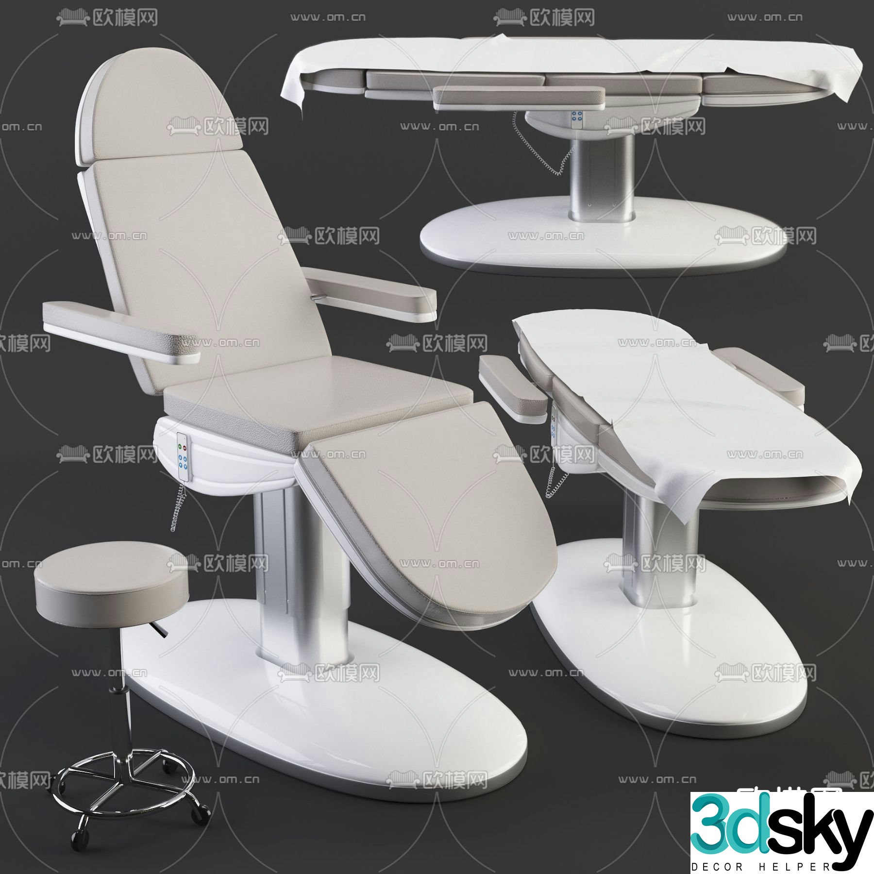 Modern nursing recliner 3d model