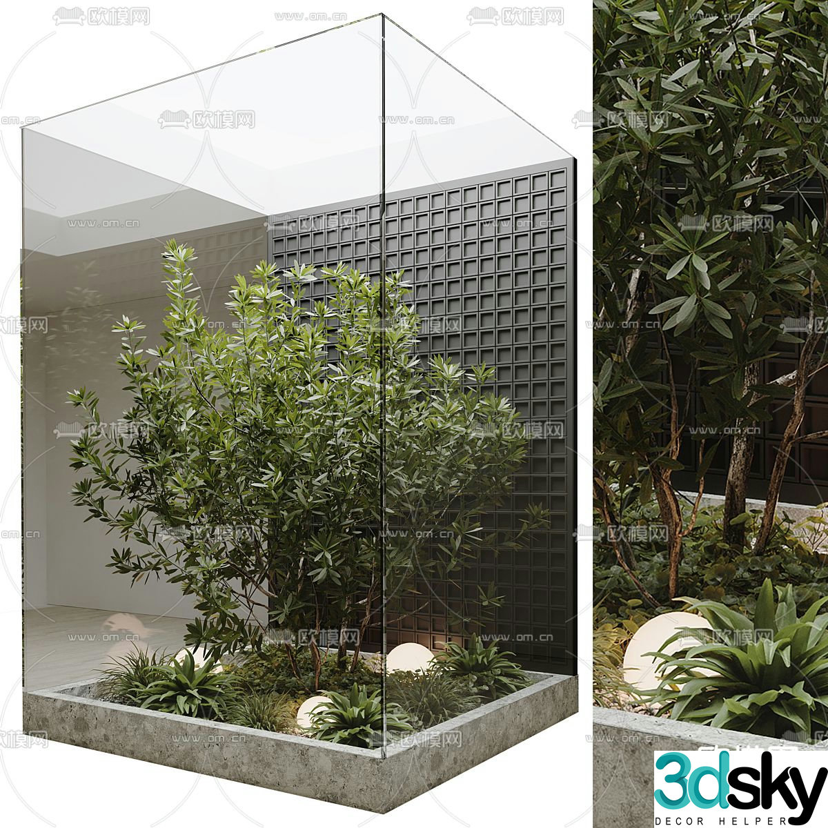 Green plant flower pond plant pile landscape sketch 3D model