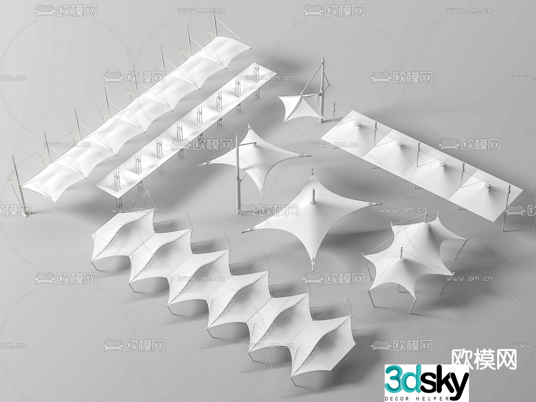 Tensile membrane landscape shed landscape gallery parking canopy 3D model