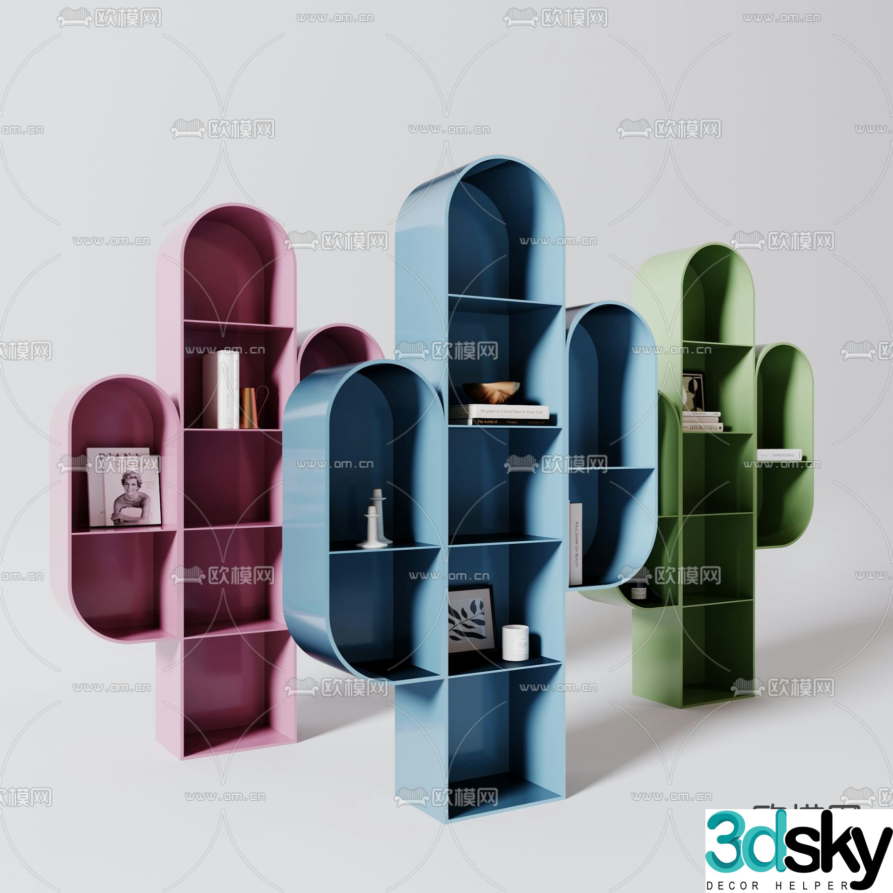 Children’s bookcase cactus bookcase 3d model